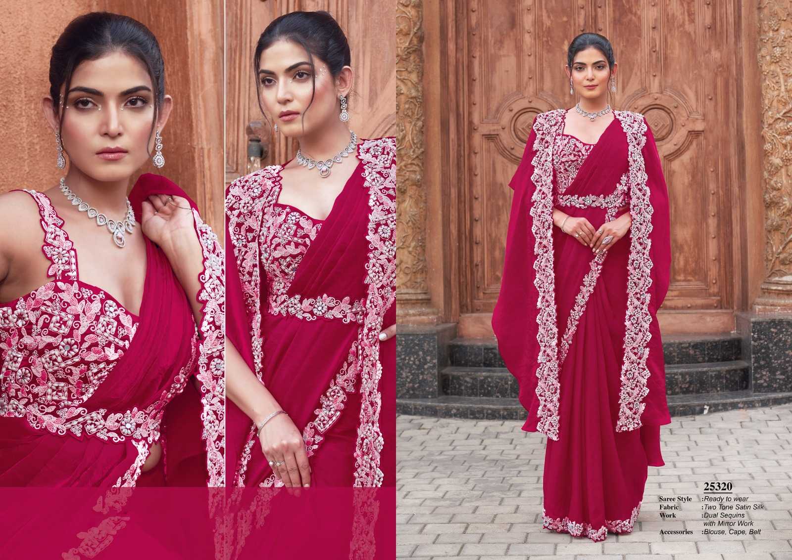 Ynf Satin Silk RIN184 MAHOTSAV-LUNA Sarees Rakhi Collections Festive Collections Wholesale Ready To Wear Sarees Hand Work Sarees Satin Sarees Manufacturer- Kapda Export