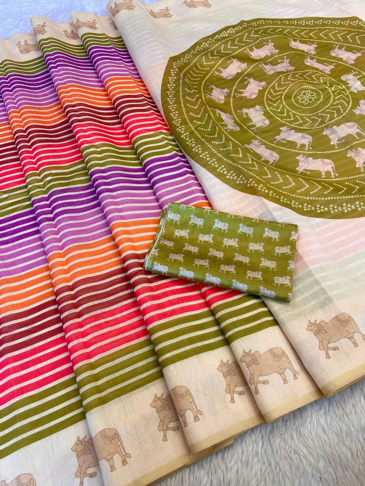 Ynf Tussar Silk RIN184 Sanjana Lifestyle Nandi Stripes Sarees Wholesale Striped Sarees Tussar Sarees Manufacturer- Kapda Export