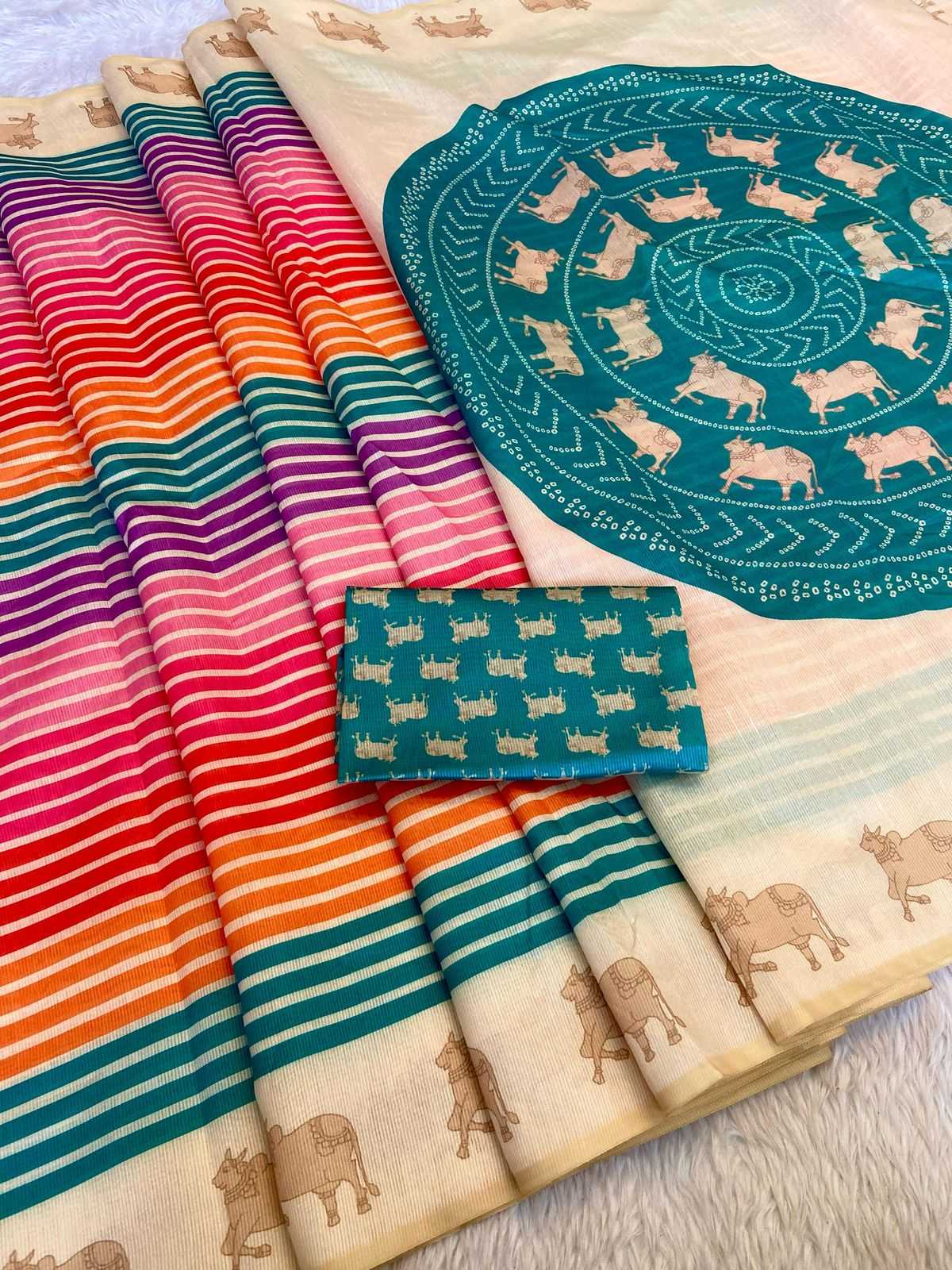 Ynf Tussar Silk RIN184 Sanjana Lifestyle Nandi Stripes Sarees Wholesale Striped Sarees Tussar Sarees Manufacturer- Kapda Export