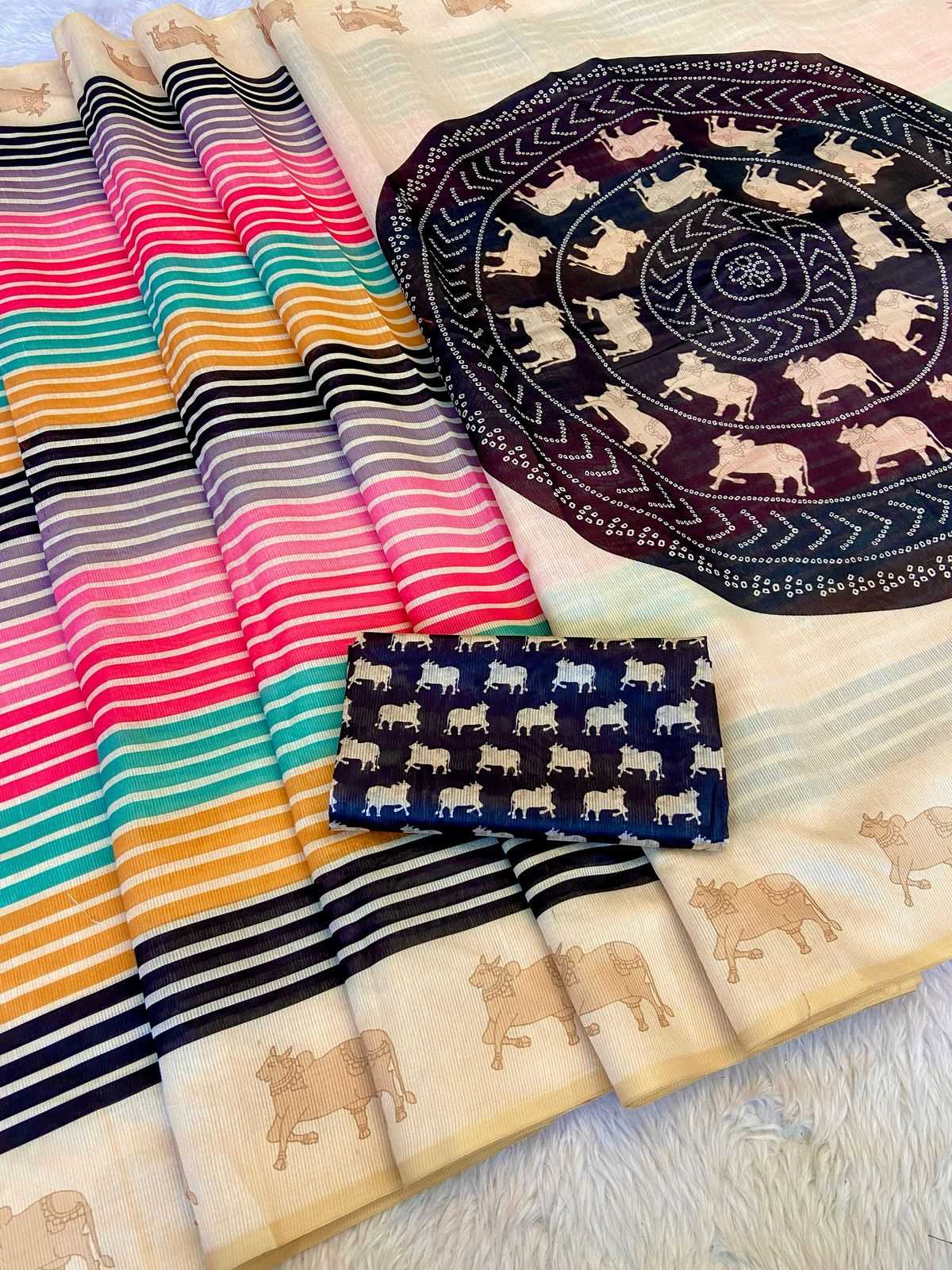 Ynf Tussar Silk RIN184 Sanjana Lifestyle Nandi Stripes Sarees Wholesale Striped Sarees Tussar Sarees Manufacturer- Kapda Export