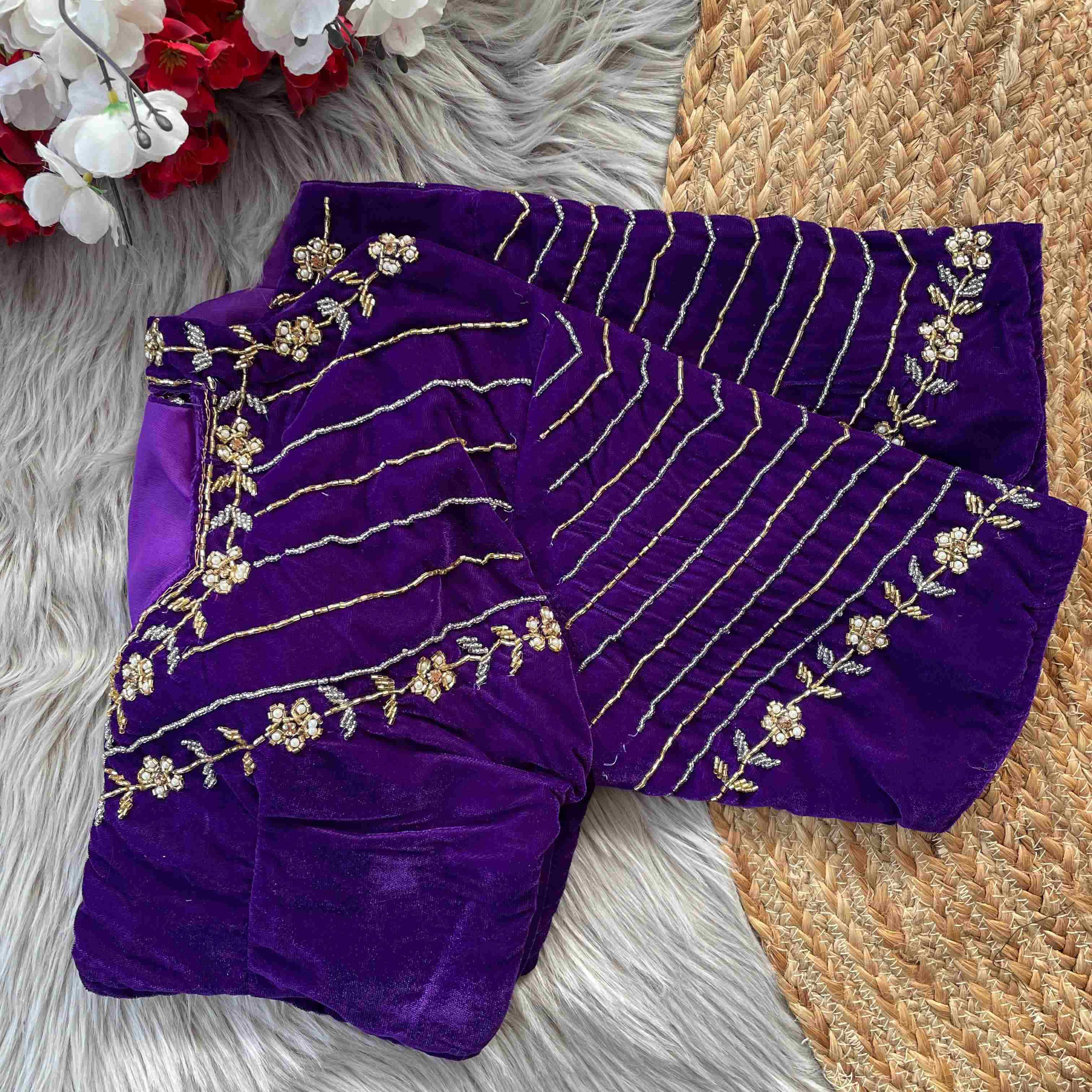 Ynf Velvet KESH388 BES-15 Readymade Blouses Wholesale Sequence Embroidery Blouse Party Wear Blouse Velvet Blouse Manufacturer- Kapda Export