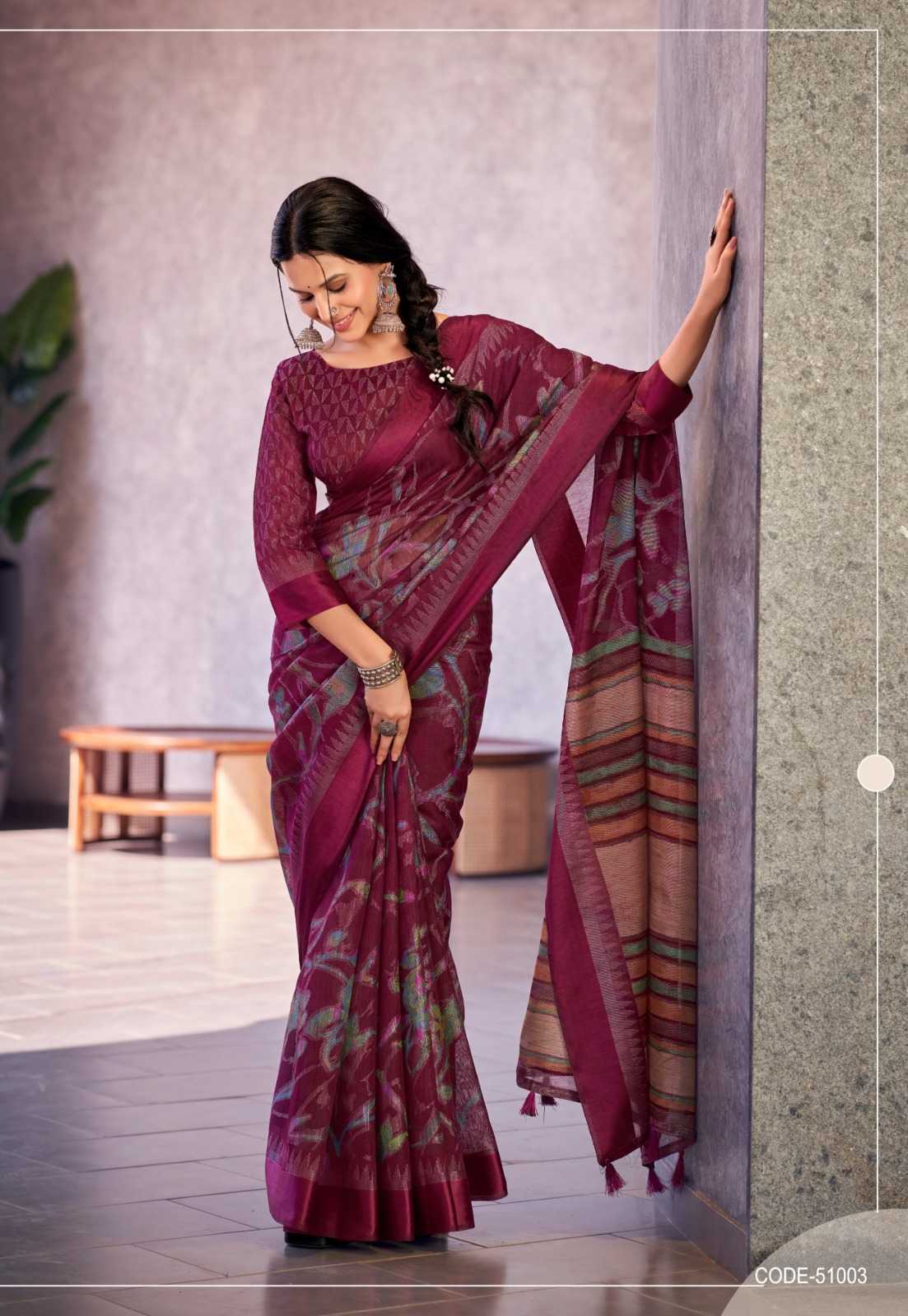 Ynf Blue Berry RIN203 212 Sarees Wholesale Brasso Sarees Manufacturer- Kapda Export