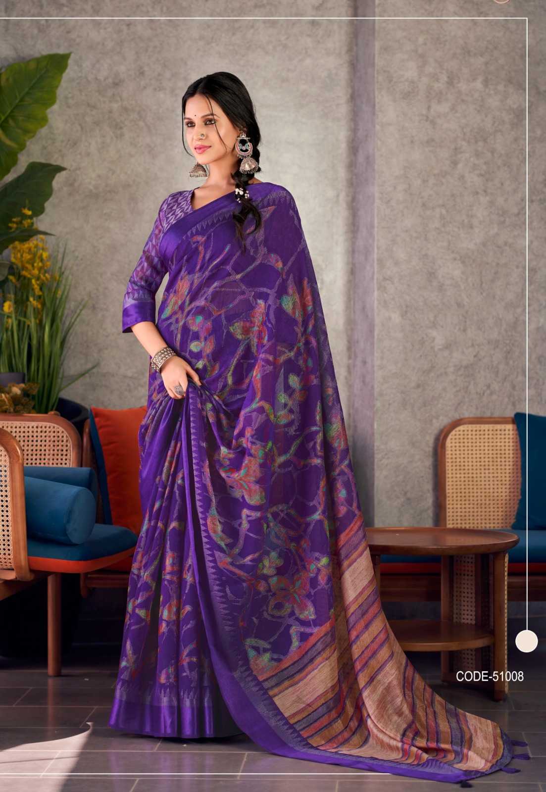 Ynf Blue Berry RIN203 212 Sarees Wholesale Brasso Sarees Manufacturer- Kapda Export