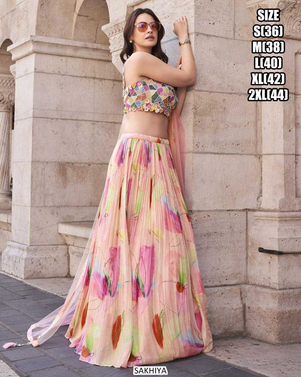 Ynf Chinon Silk RIN197 Sakhiyaa A 3 Piece Lehengas Wedding Collections Festive Collections Wholesale Silk Lehenga Embroidered Lehenga Handloom Lehenga Manufacturer- Kapda Export