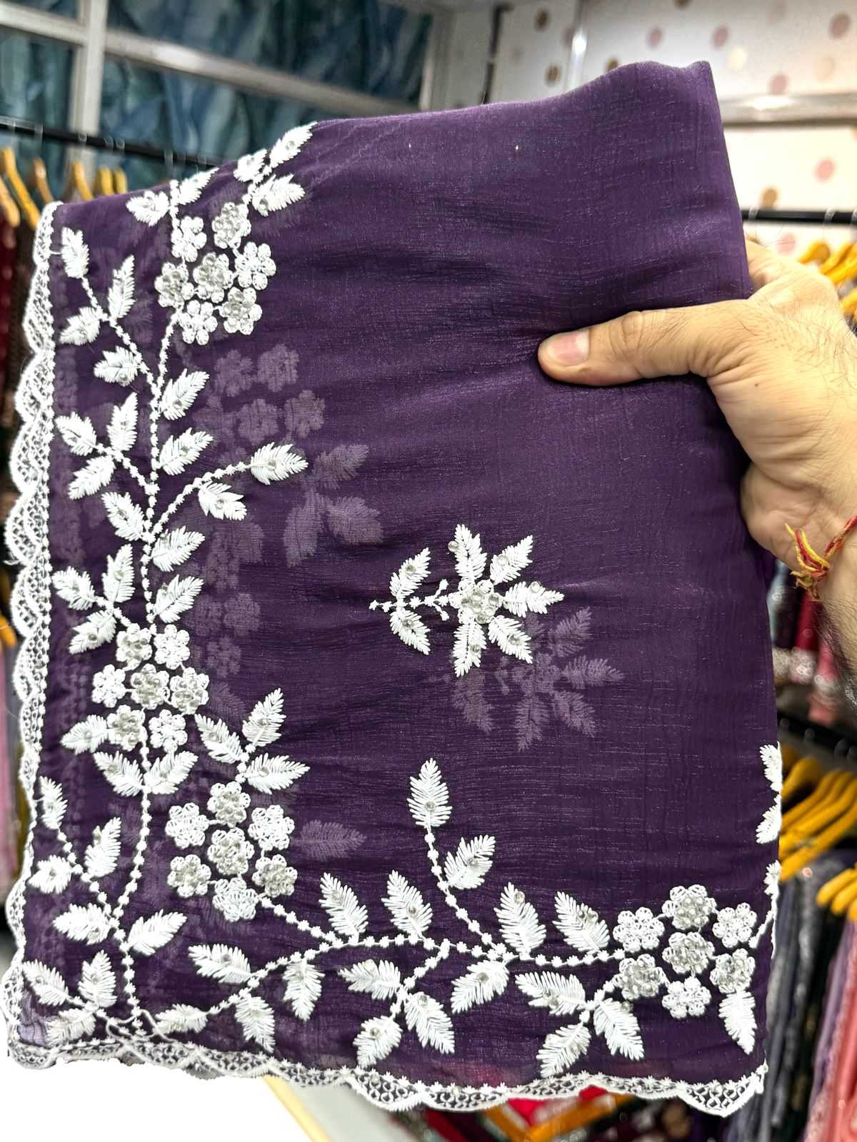 Ynf Crunchi KESH114 157 Sarees Wholesale Fancy Sarees Chikan Sarees Cutwork Saree Manufacturer- Kapda Export