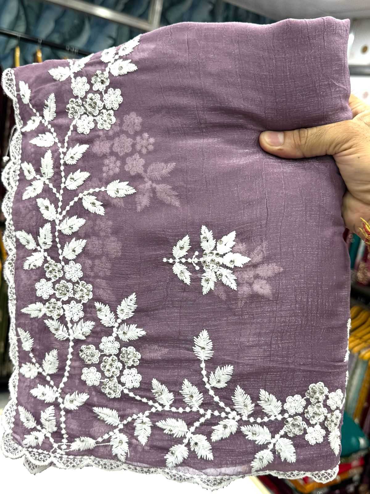 Ynf Crunchi KESH114 157 Sarees Wholesale Fancy Sarees Chikan Sarees Cutwork Saree Manufacturer- Kapda Export