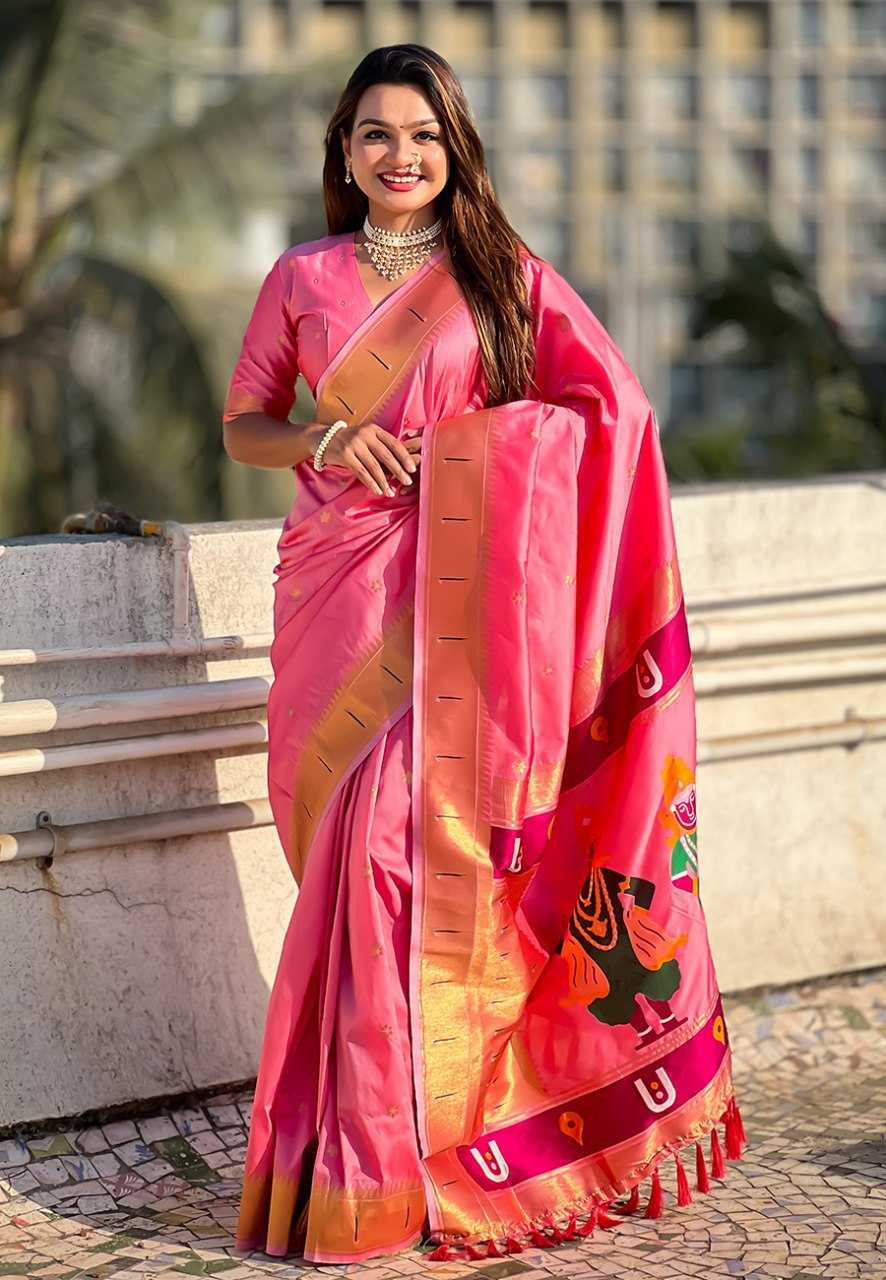 Ynf Paithani Silk RIN116 VITTHALA PAITHANI Silk Sarees Wholesale Paithani Sarees Heavy Silk Sarees Pure Zari Silk Sarees Manufacturer- Kapda Export