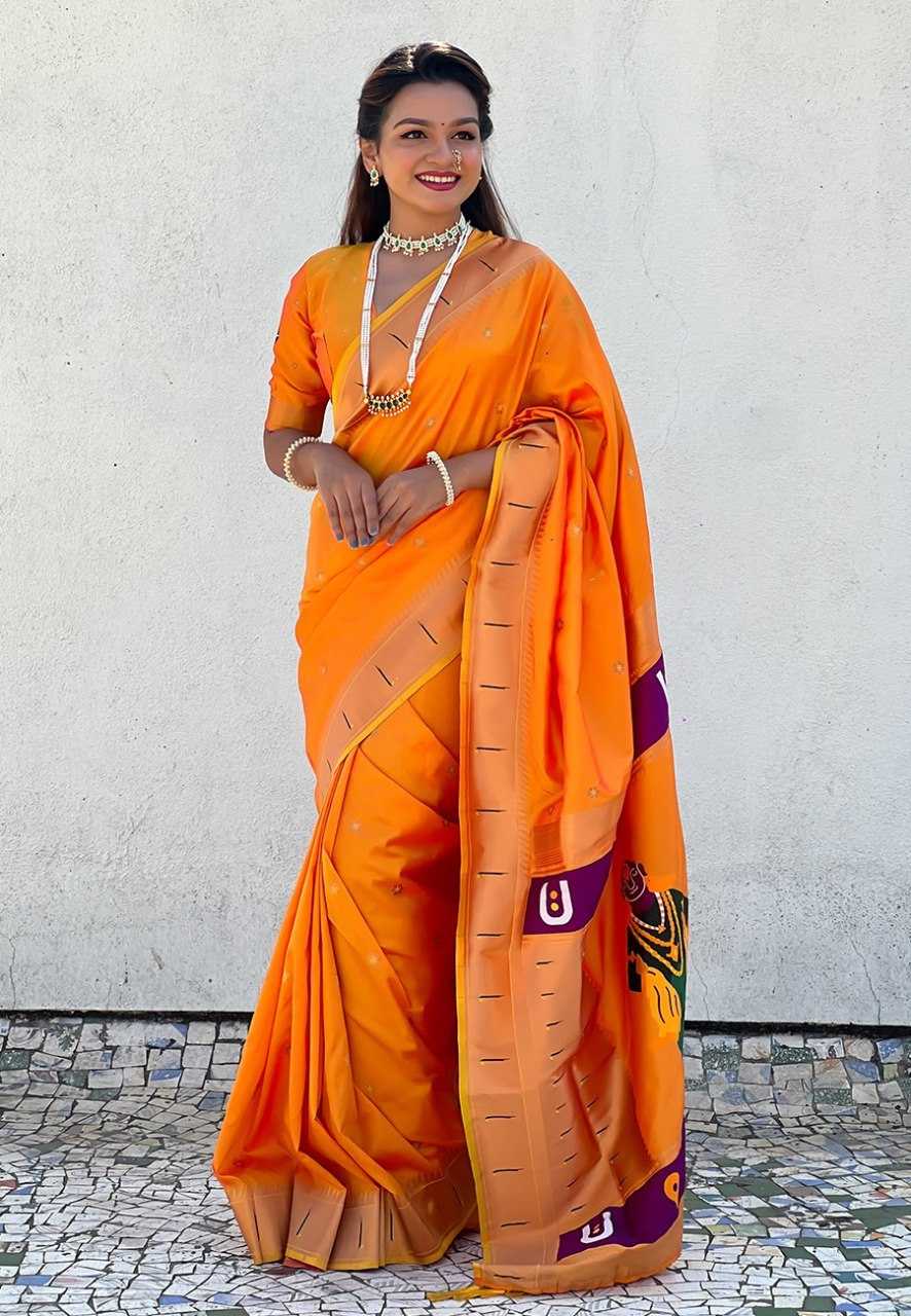 Ynf Paithani Silk RIN116 VITTHALA PAITHANI Silk Sarees Wholesale Paithani Sarees Heavy Silk Sarees Pure Zari Silk Sarees Manufacturer- Kapda Export