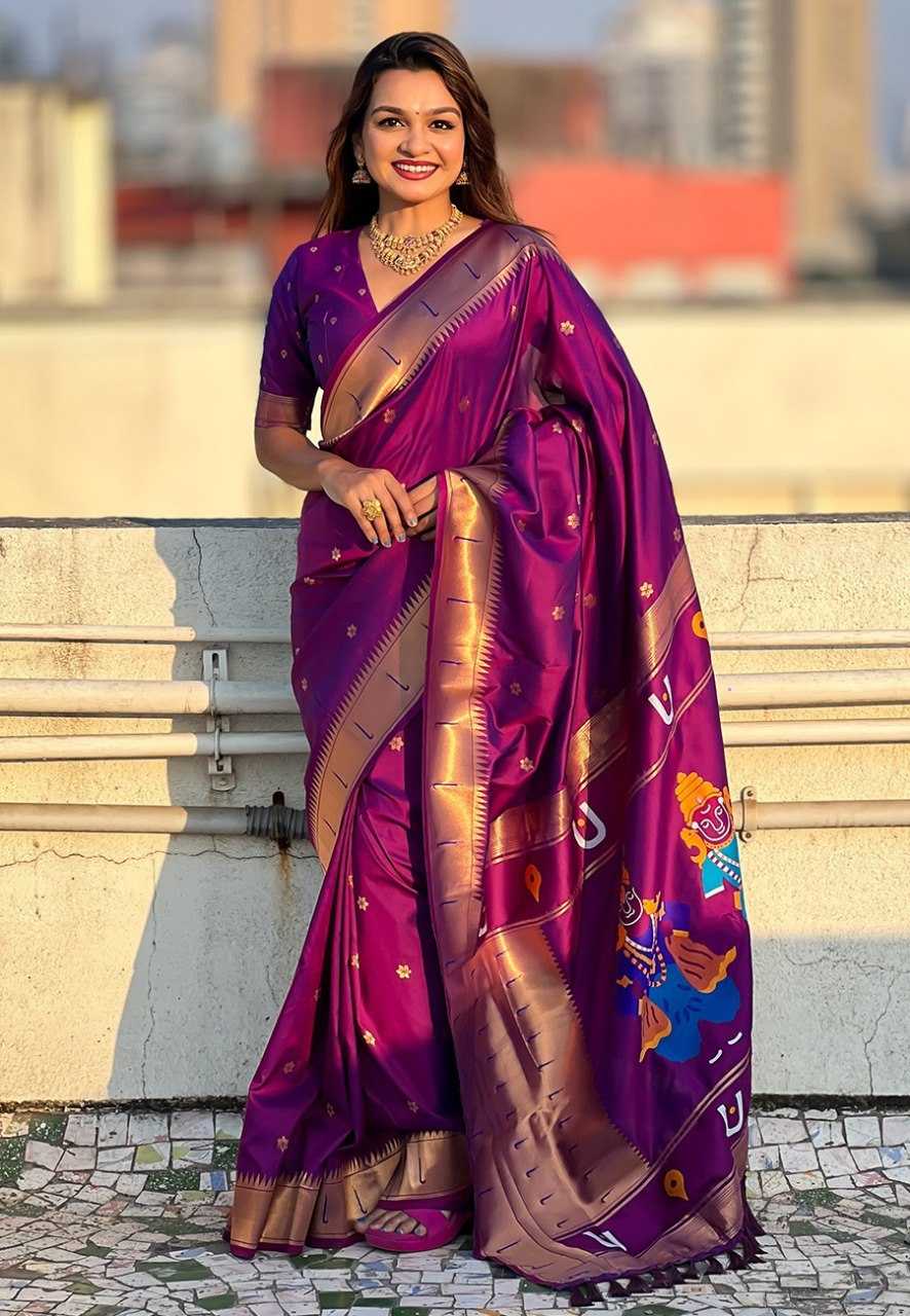 Ynf Paithani Silk RIN116 VITTHALA PAITHANI Silk Sarees Wholesale Paithani Sarees Heavy Silk Sarees Pure Zari Silk Sarees Manufacturer- Kapda Export