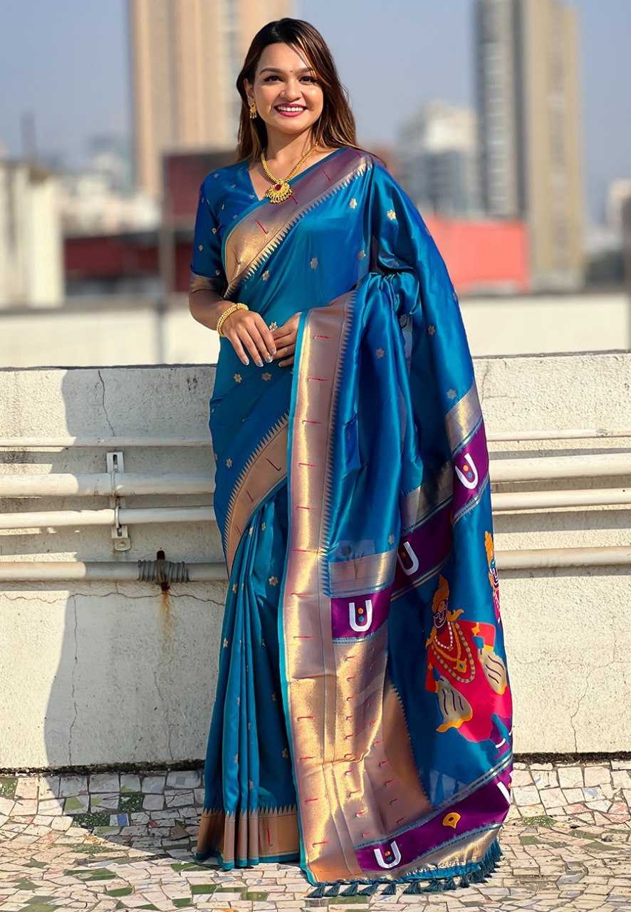 Ynf Paithani Silk RIN116 VITTHALA PAITHANI Silk Sarees Wholesale Paithani Sarees Heavy Silk Sarees Pure Zari Silk Sarees Manufacturer- Kapda Export