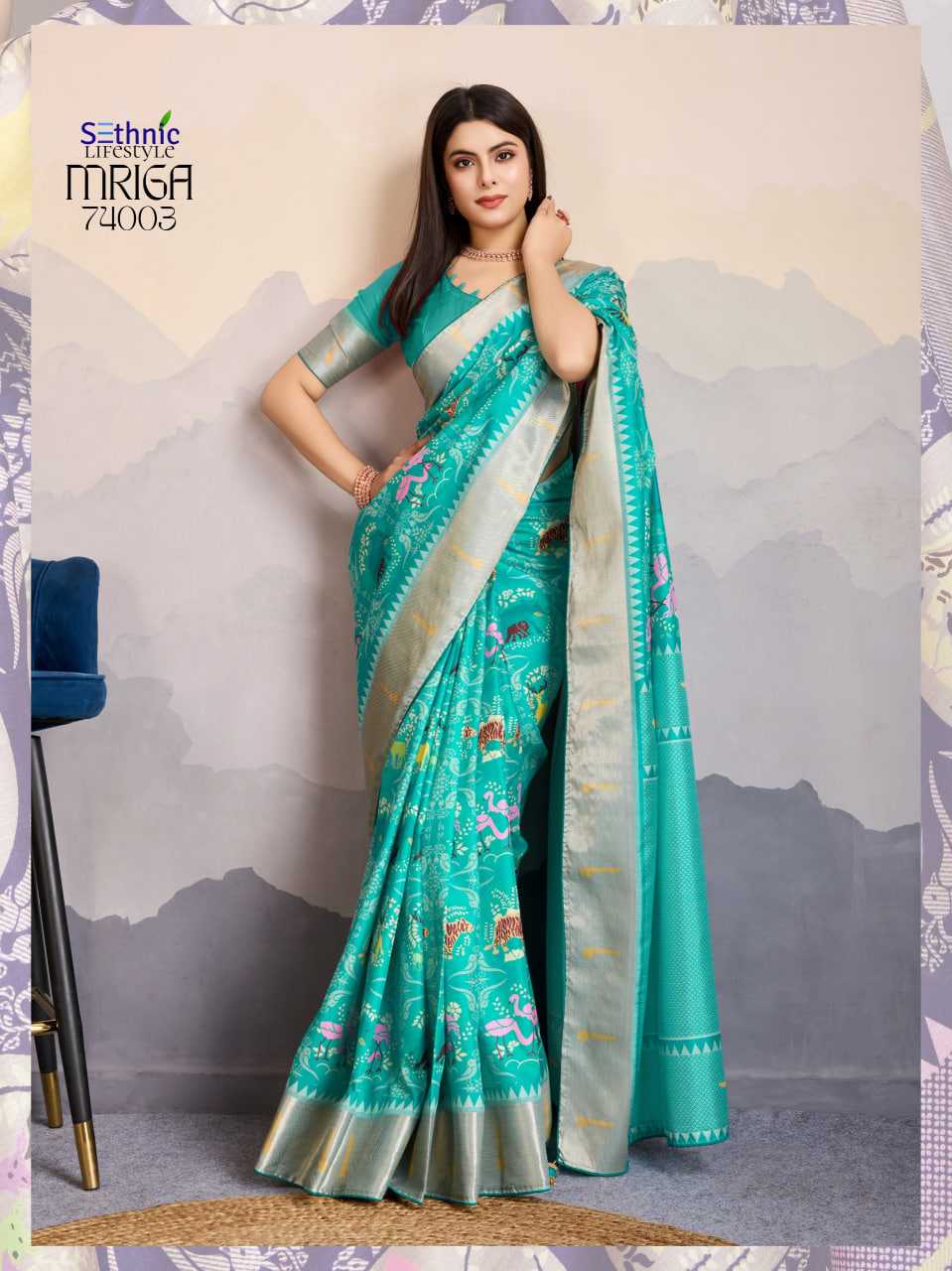 Ynf Satin RIN184 Sethnic Lifestyle-Mriga Patolsi Sarees Diwali Collections Festive Collections Wholesale Party Wear Sarees Fancy Sarees Printed Sarees Manufacturer- Kapda Export