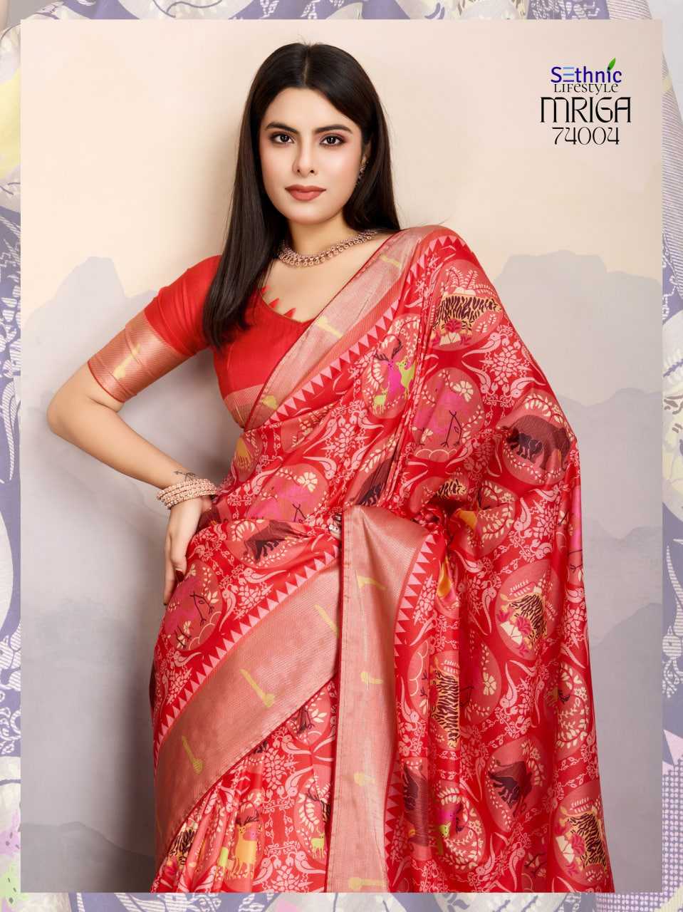 Ynf Satin RIN184 Sethnic Lifestyle-Mriga Patolsi Sarees Diwali Collections Festive Collections Wholesale Party Wear Sarees Fancy Sarees Printed Sarees Manufacturer- Kapda Export