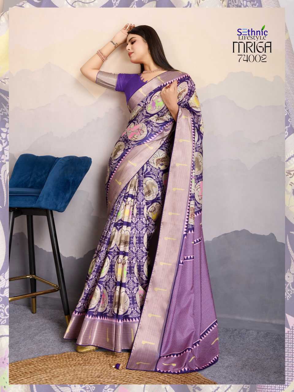 Ynf Satin RIN184 Sethnic Lifestyle-Mriga Patolsi Sarees Diwali Collections Festive Collections Wholesale Party Wear Sarees Fancy Sarees Printed Sarees Manufacturer- Kapda Export