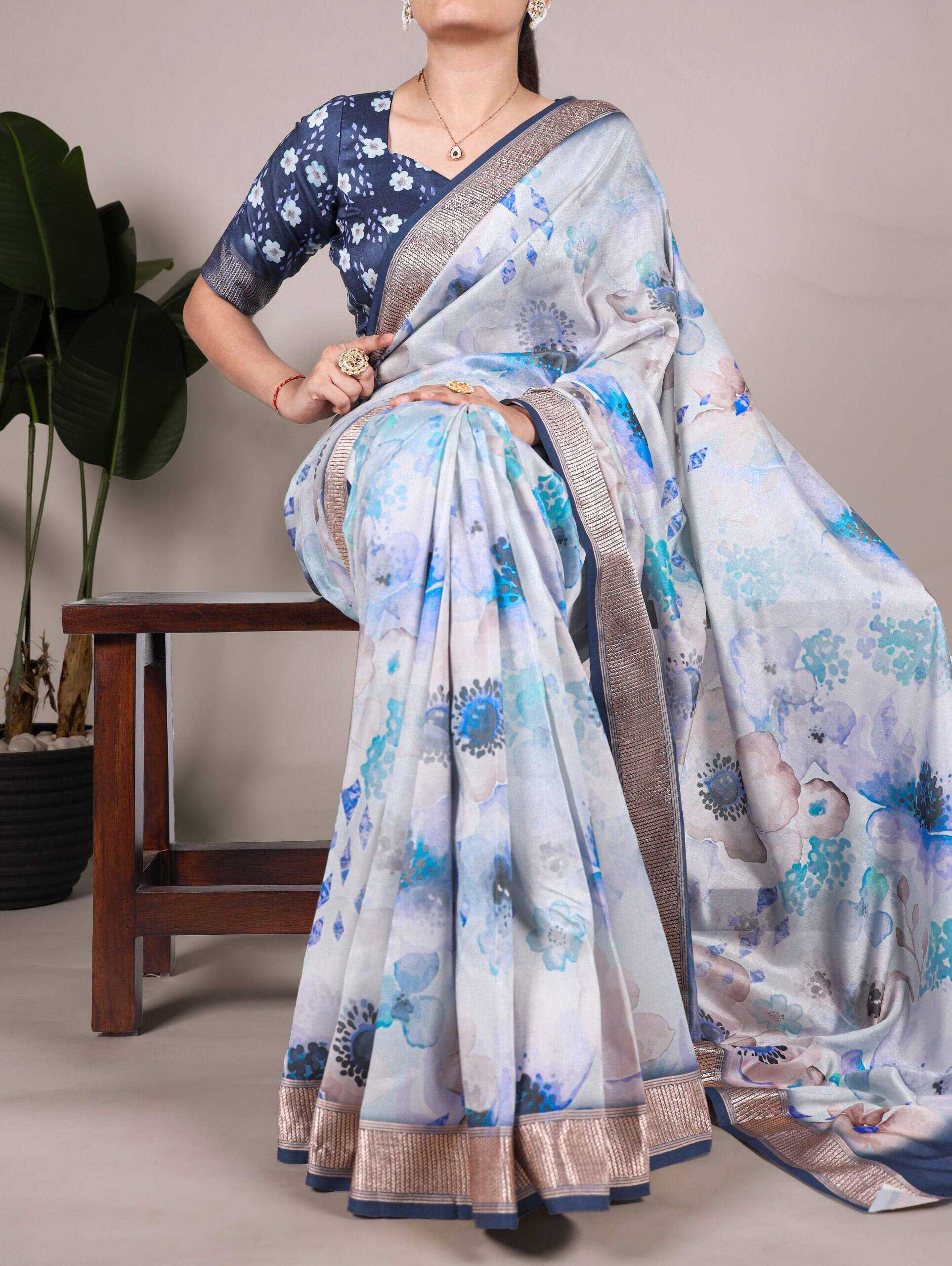 Ynf Tussar Silk RIN197 7015 Silk Sarees Wholesale Tussar Silk Sarees Printed Silk Saree Fancy Printed Silk Sarees Pure Silk Sarees With Gold Borders Manufacturer- Kapda Export