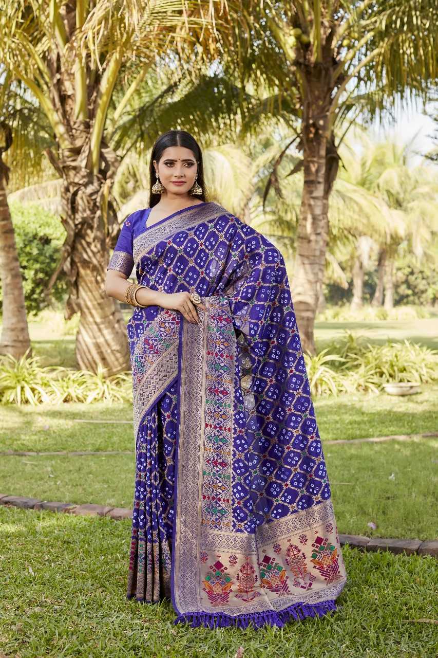 Ynf Pure Bandhej RIN144 YASHODA Sarees Silk Sarees Festive Collections Wholesale Gharchola Sarees Bandhani Bandhej Sarees Zari Sarees Manufacturer- Kapda Export