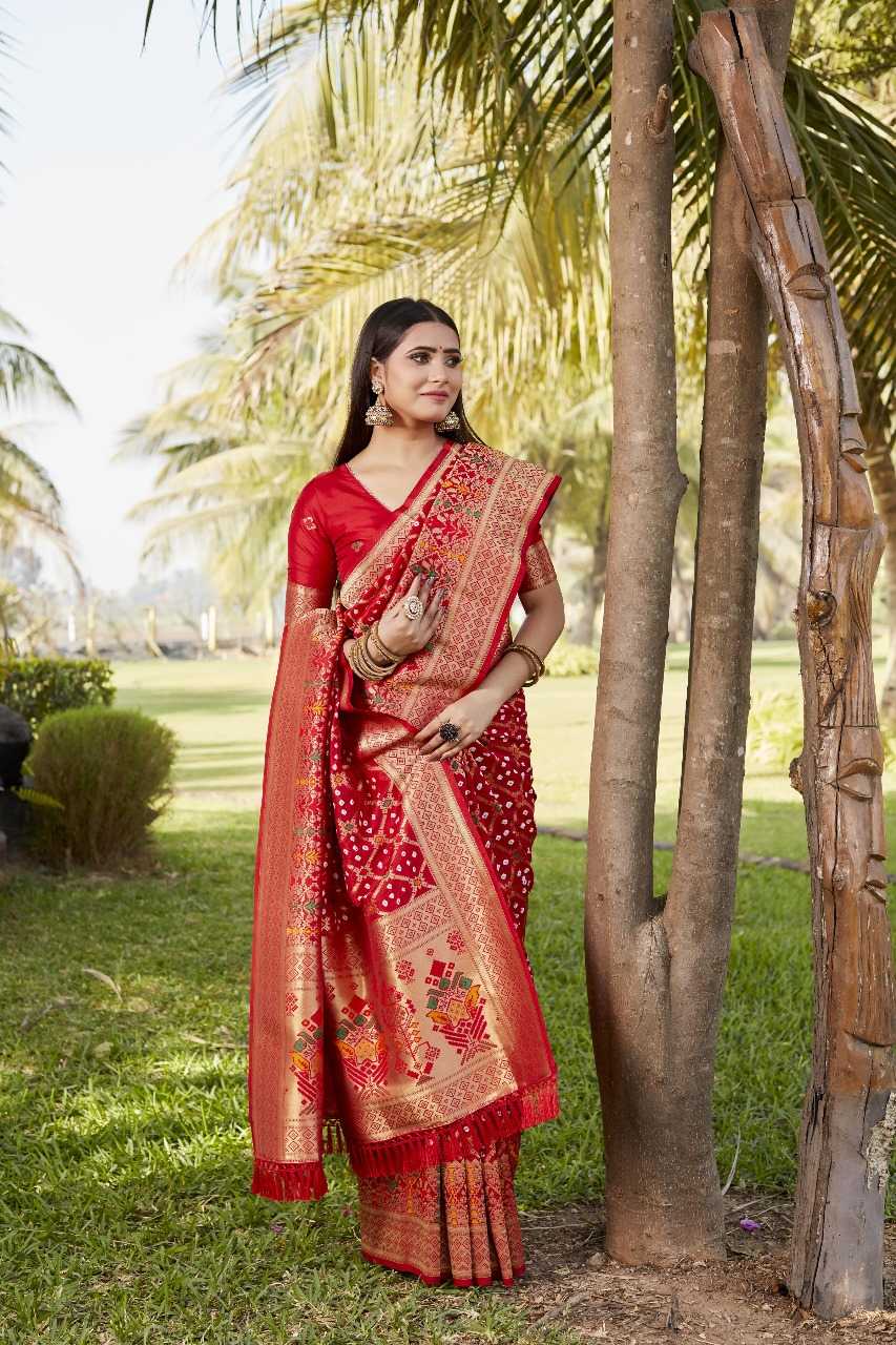 Ynf Pure Bandhej RIN144 YASHODA Sarees Silk Sarees Festive Collections Wholesale Gharchola Sarees Bandhani Bandhej Sarees Zari Sarees Manufacturer- Kapda Export