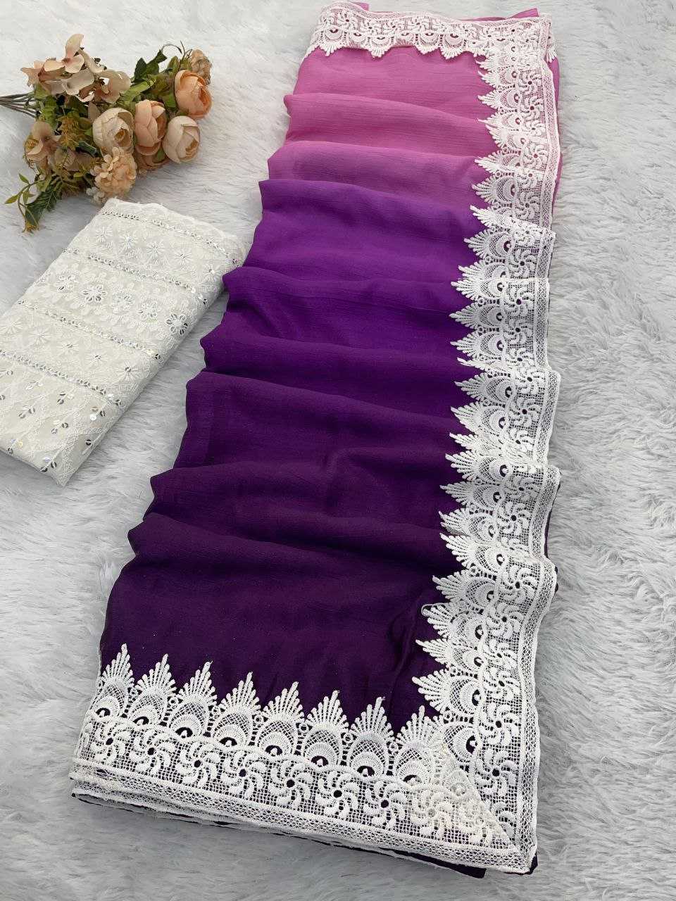 Ynf Chinon RIN216 Damini Sarees Wholesale Fancy Sarees Chikan Sarees Manufacturer- Kapda Export