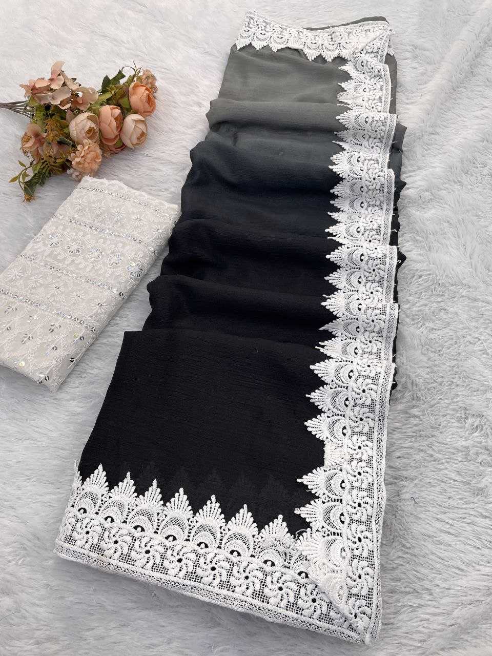 Ynf Chinon RIN216 Damini Sarees Wholesale Fancy Sarees Chikan Sarees Manufacturer- Kapda Export