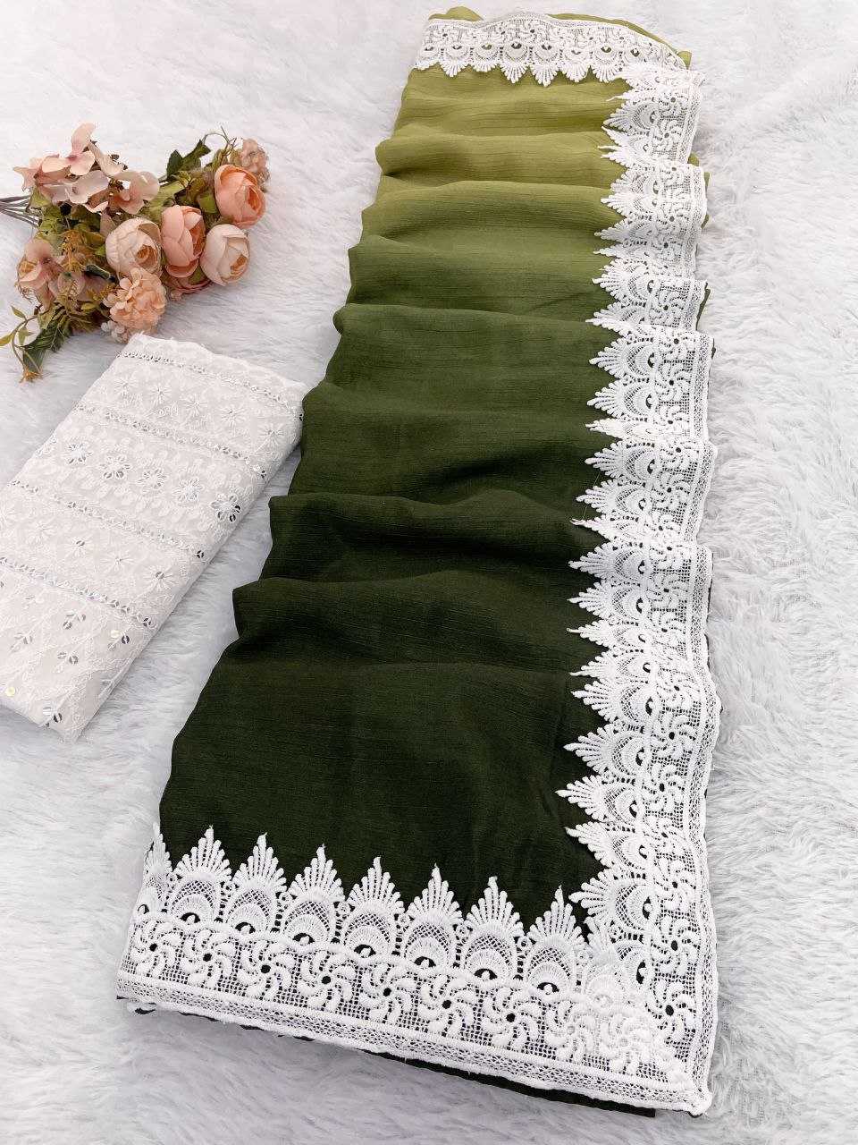 Ynf Chinon RIN216 Damini Sarees Wholesale Fancy Sarees Chikan Sarees Manufacturer- Kapda Export