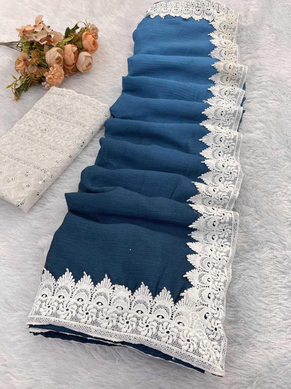 Ynf Chinon RIN216 Damini Sarees Wholesale Fancy Sarees Chikan Sarees Manufacturer- Kapda Export