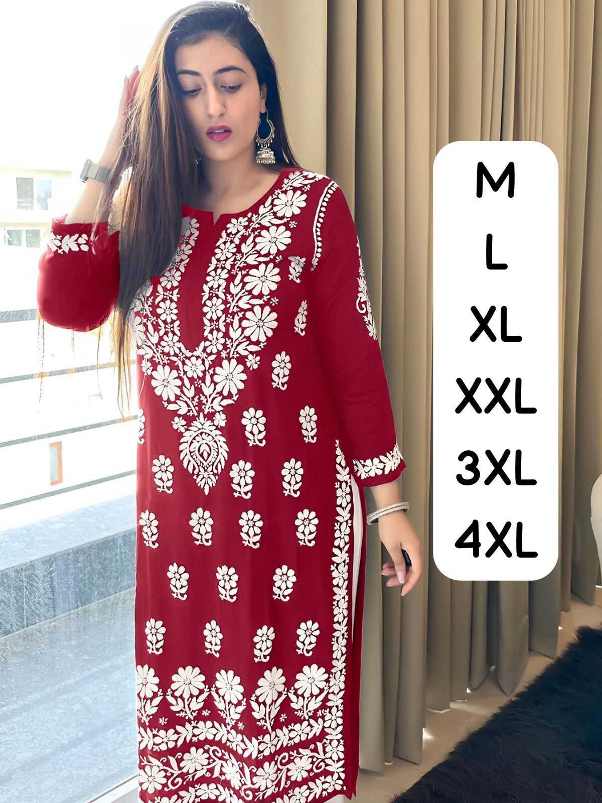 Ynf Cotton KESH502 575 Kurti Wholesale Cotton Kurtis Rayon Kurtis Chikan Kurti Manufacturer- Kapda Export