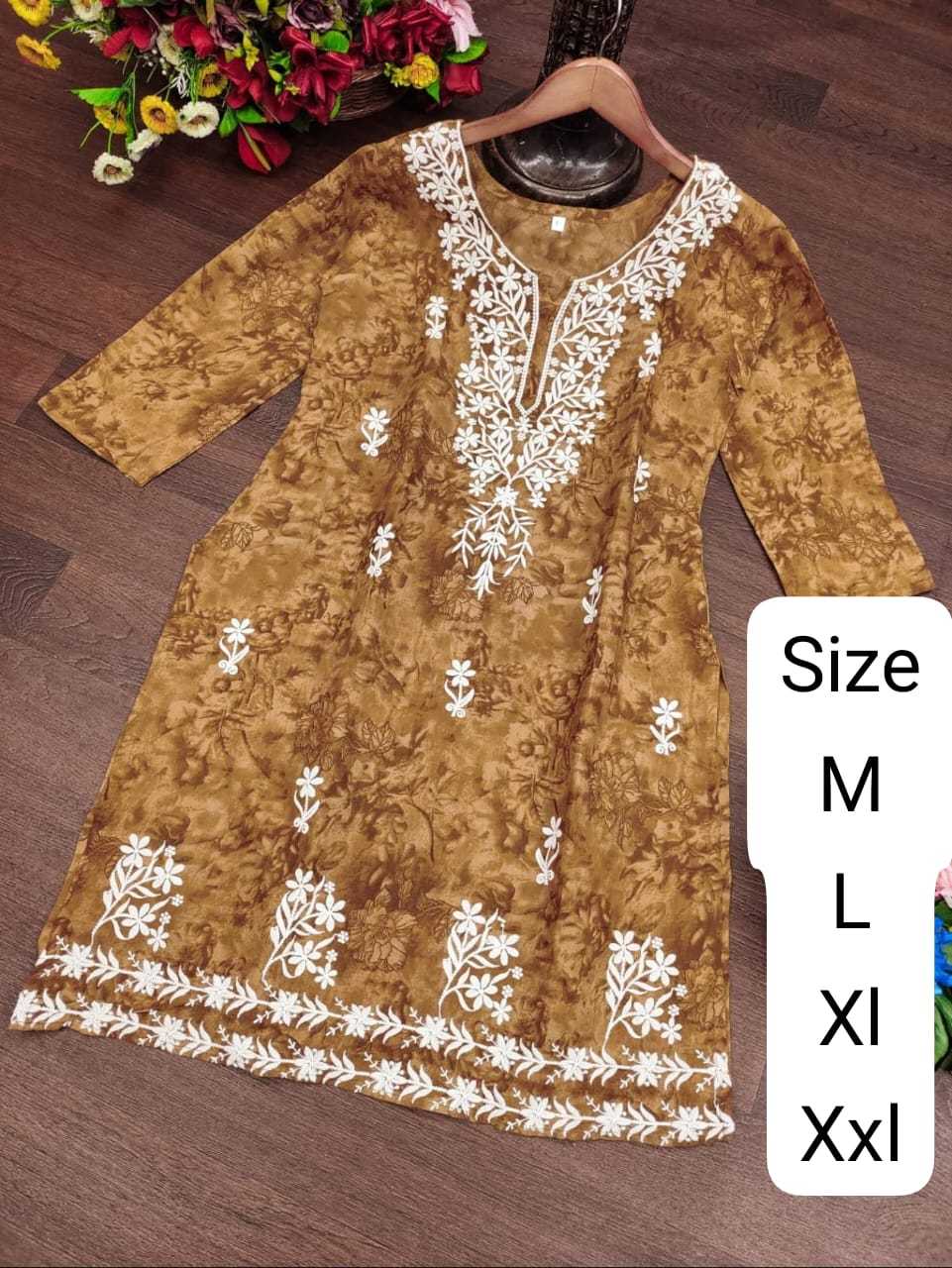 Ynf Cotton KESH502 Chikankari Kurti Wholesale Printed Kurtis Cotton Kurtis Chikan Kurti Manufacturer- Kapda Export