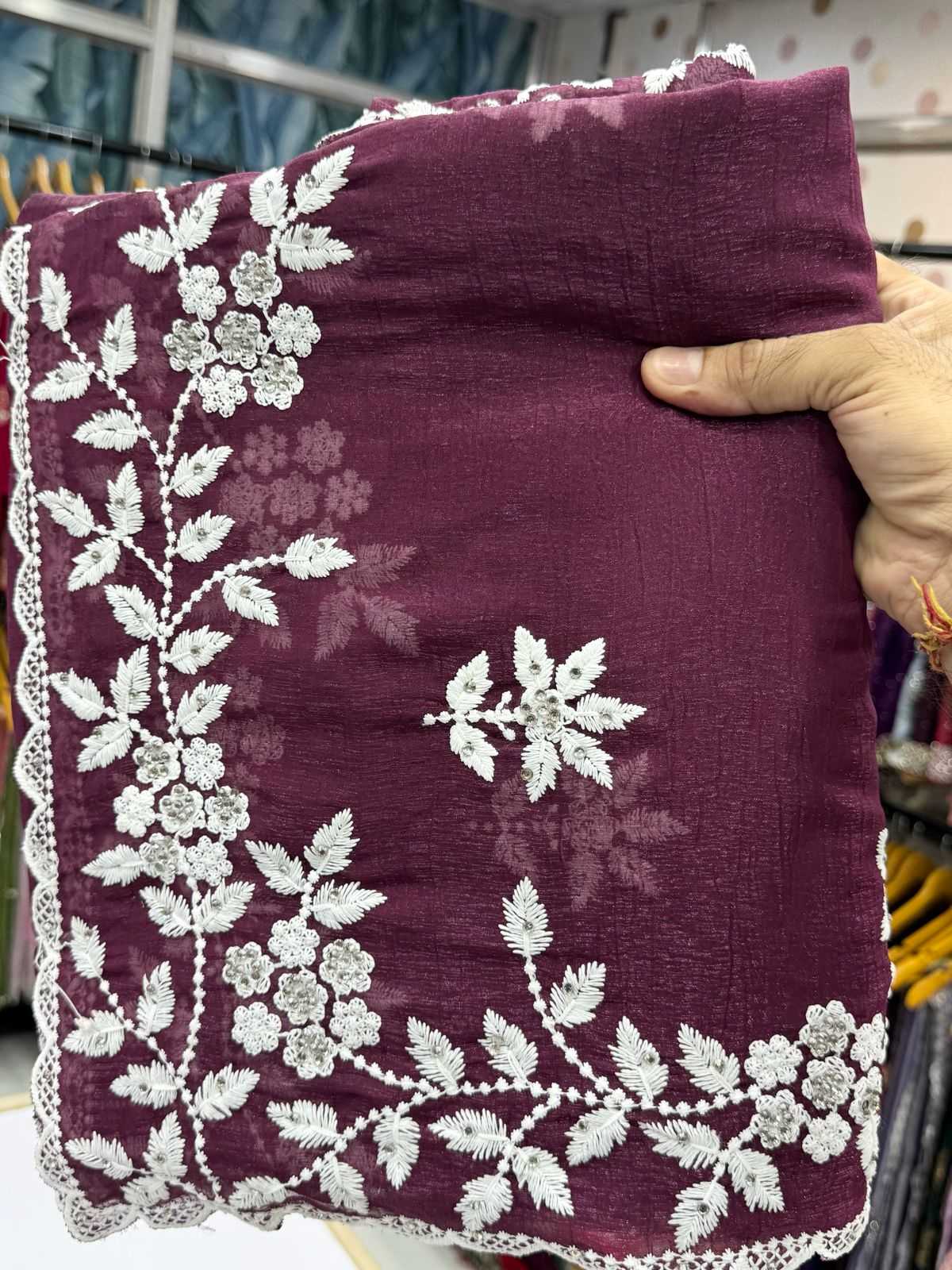 Ynf Crunchi KESH114 2759 Sarees Wedding Collections Festive Collections Wholesale Designer Sarees Chikan Sarees Cutwork Saree Manufacturer- Kapda Export