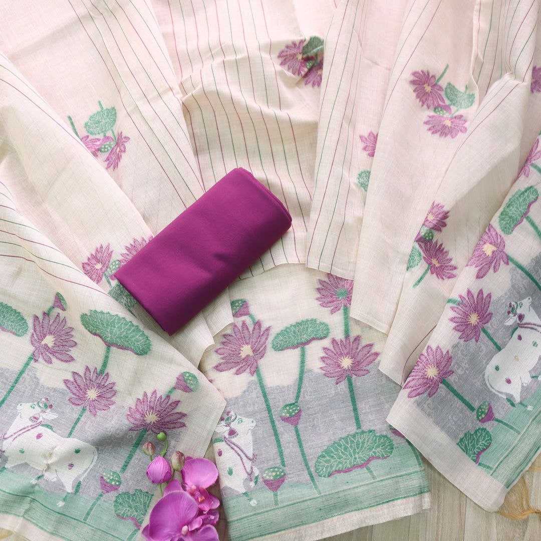 Ynf Cotton KESH532 MUGA COTTON SUIT 1012 Suits & Dresses Wholesale Unstitched Suits Cotton Suits Semi-Stitched Suits Manufacturer- Kapda Export