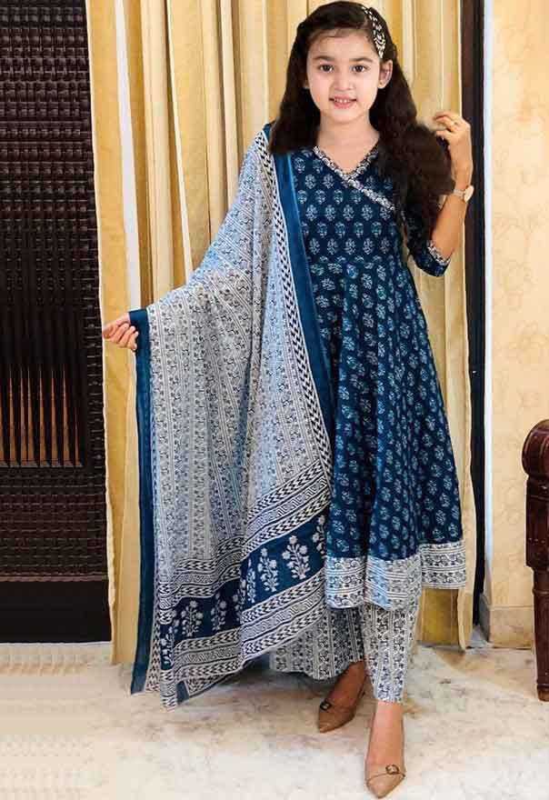 Ynf Cotton RIN204 JAMLI Western Wears Kids Wear Festive Collections Wholesale Kids Suit Girls Cotton Frocks Kids Ethnic Wear Manufacturer- Kapda Export