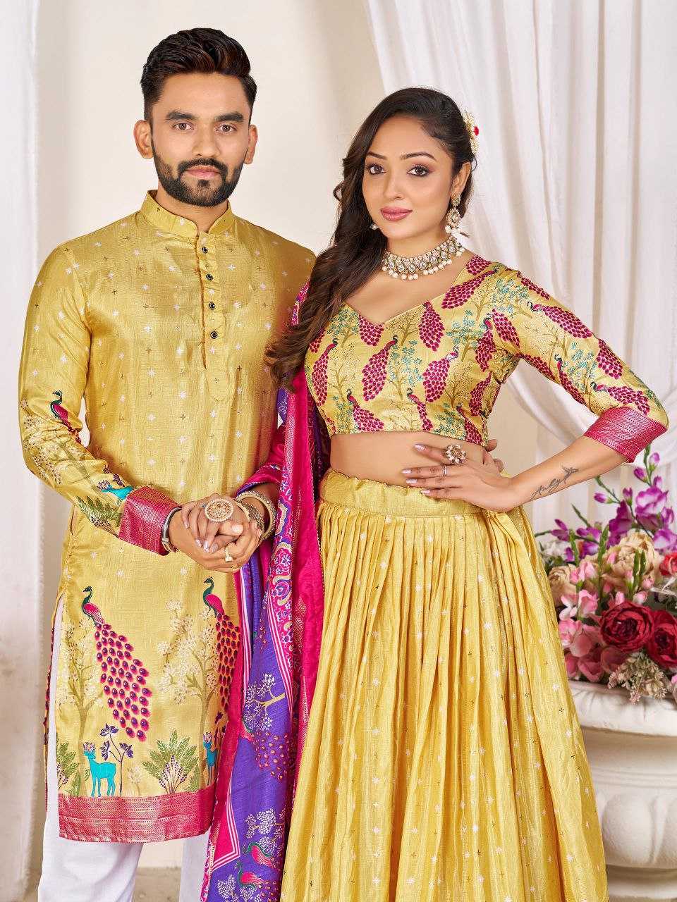 Ynf Dola Silk KESH511 LOVE BIRDS Couple Wear Wholesale Festive Matching Couple Dresses Party Wear Couple Ethnic Collection Designer Ethnic Outfits for Couples Manufacturer- Kapda Export