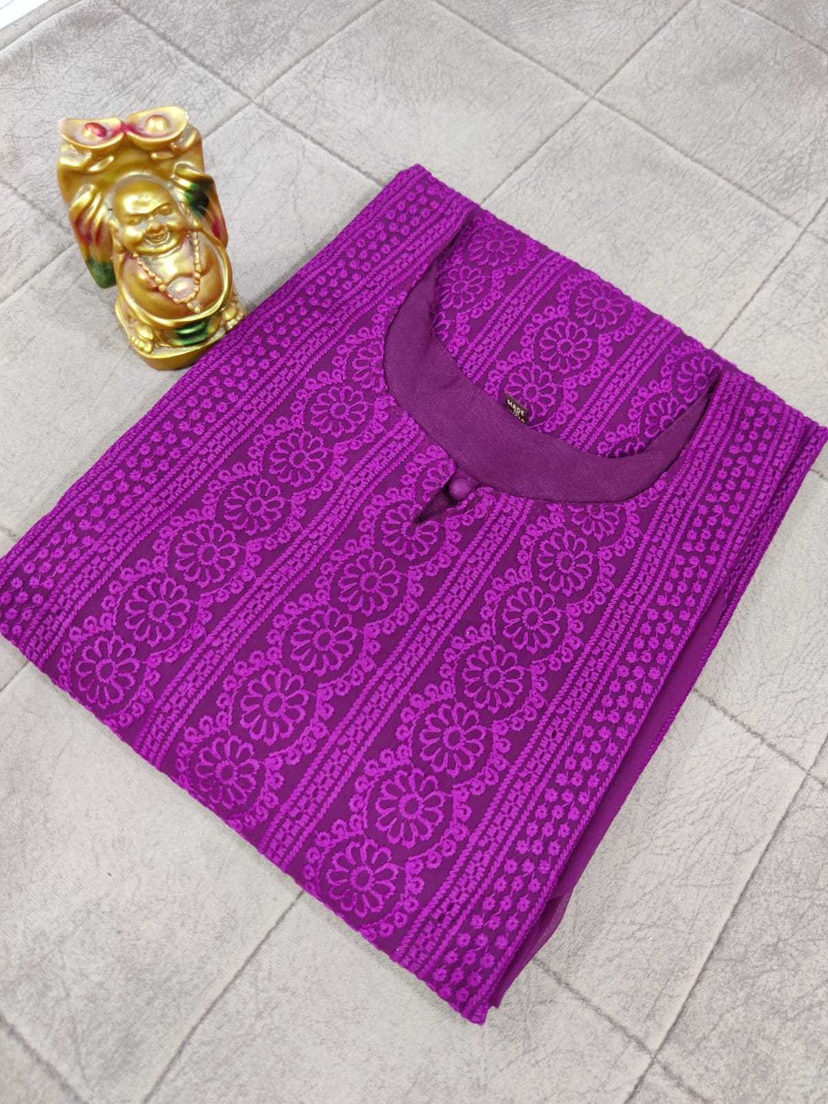 Ynf Georgette RIN222 CHIKAN Kurti Plus Size Collections Wholesale Designer Kurtis Georgette Kurti Chikan Kurti Manufacturer- Kapda Export