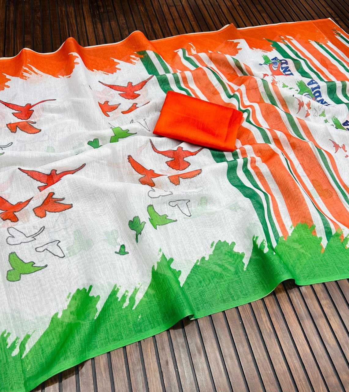 Ynf Pure Linen RIN225 951 Sarees Festive Collections Wholesale Printed Sarees Republic Day Collections Independence Day Collections Manufacturer- Kapda Export