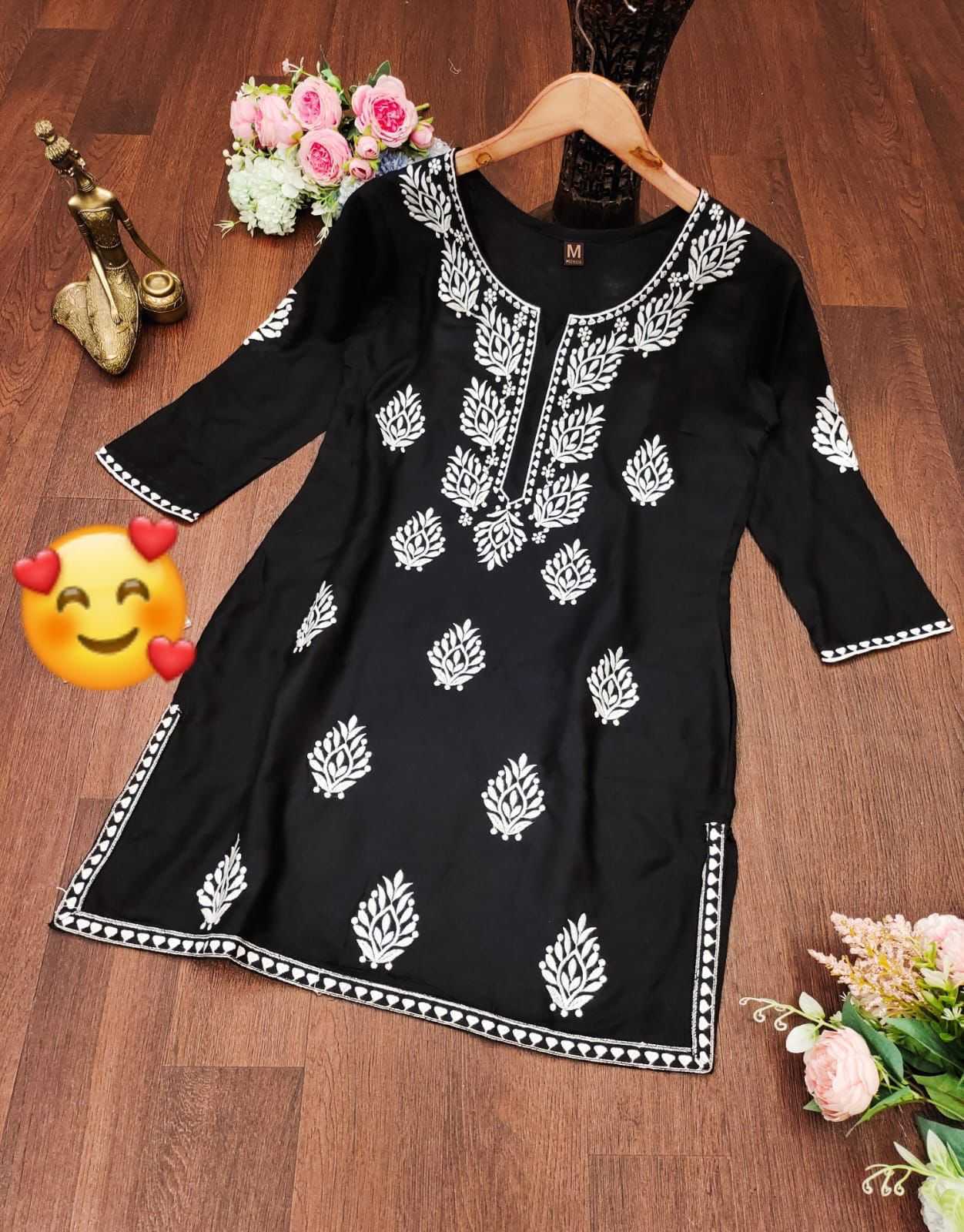 Ynf Rayon KESH502 Chikan Tops Kurti Wholesale Rayon Kurtis Embroidered Kurtis Chikan Kurti Manufacturer- Kapda Export