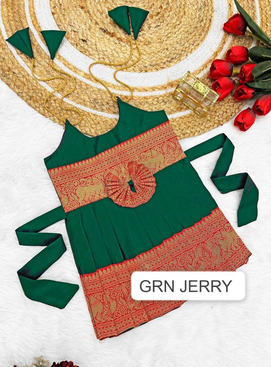 Ynf Soft Tapeta Silk RIN204 Tapeta Kids Wear Festive Collections Wholesale Girls Frock Kids Festive Wear Kids Silk Dress Manufacturer- Kapda Export