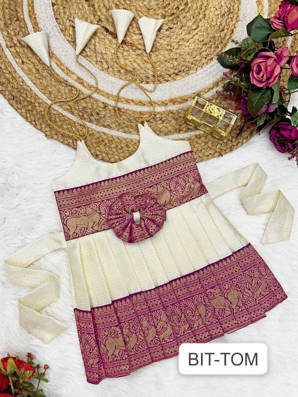 Ynf Soft Tapeta Silk RIN204 Tapeta Kids Wear Festive Collections Wholesale Girls Frock Kids Festive Wear Kids Silk Dress Manufacturer- Kapda Export