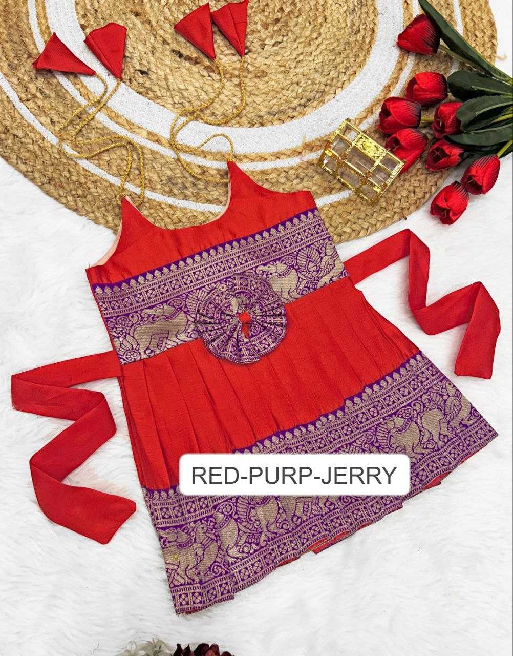 Ynf Soft Tapeta Silk RIN204 Tapeta Kids Wear Festive Collections Wholesale Girls Frock Kids Festive Wear Kids Silk Dress Manufacturer- Kapda Export