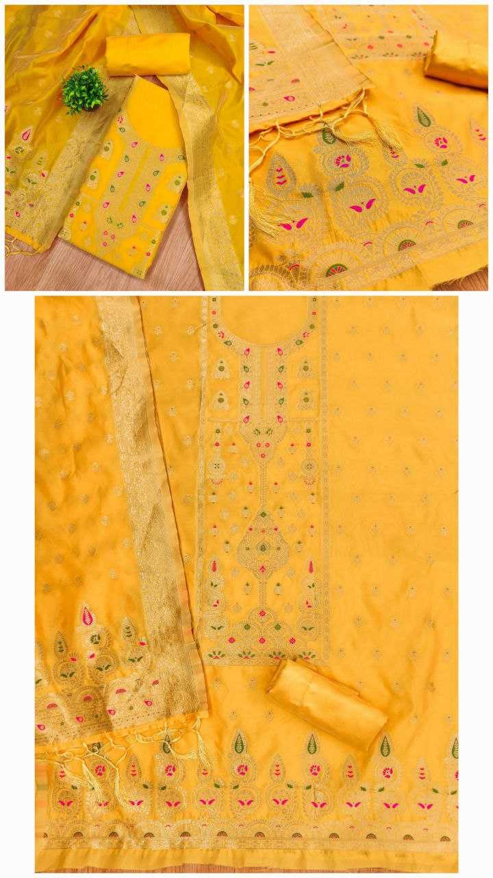 Ynf Banarasi Soft Silk RIN221 pure zari Banarasi silk Suits & Dresses Wholesale Unstitched Suits Suit Material Semi-Stitched Suits Manufacturer- Kapda Export
