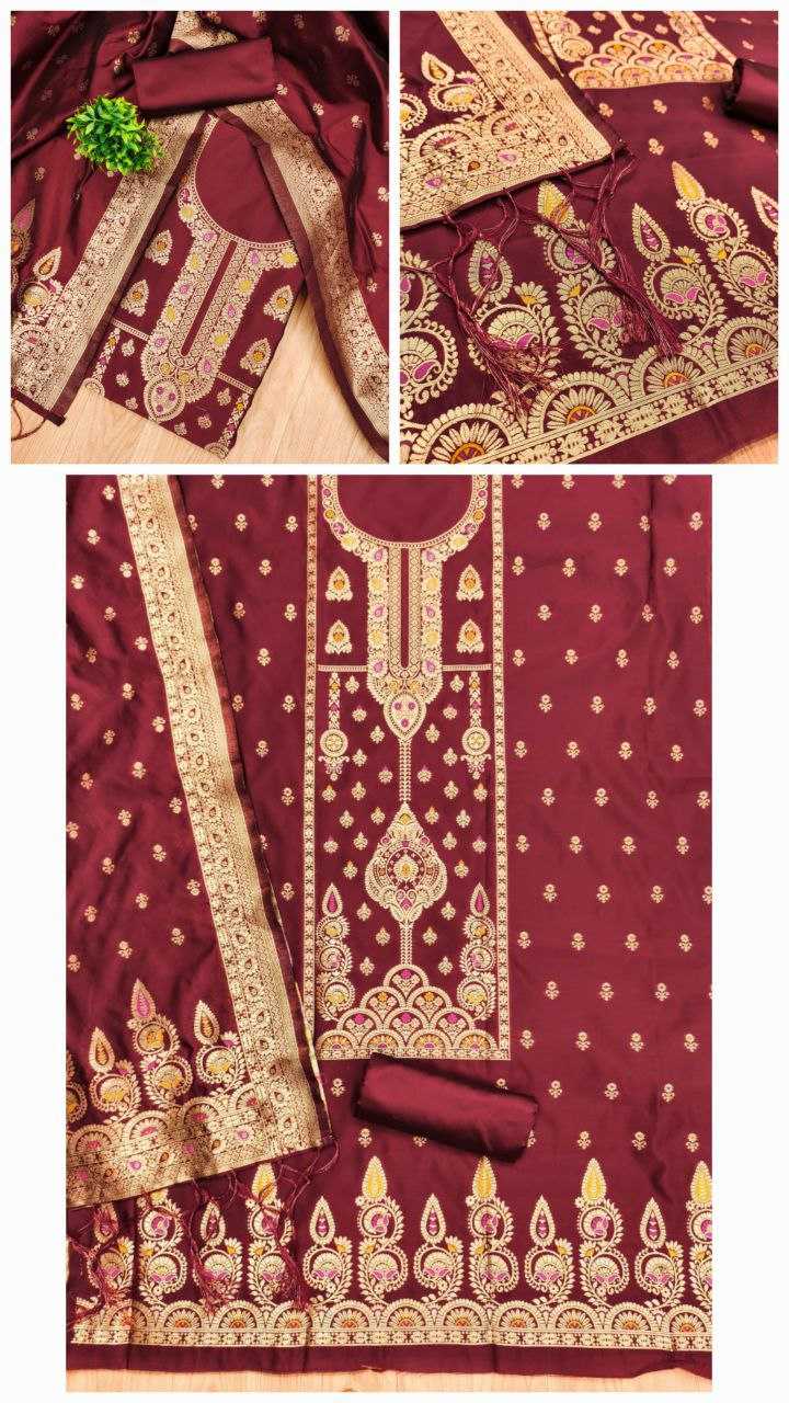 Ynf Banarasi Soft Silk RIN221 pure zari Banarasi silk Suits & Dresses Wholesale Unstitched Suits Suit Material Semi-Stitched Suits Manufacturer- Kapda Export