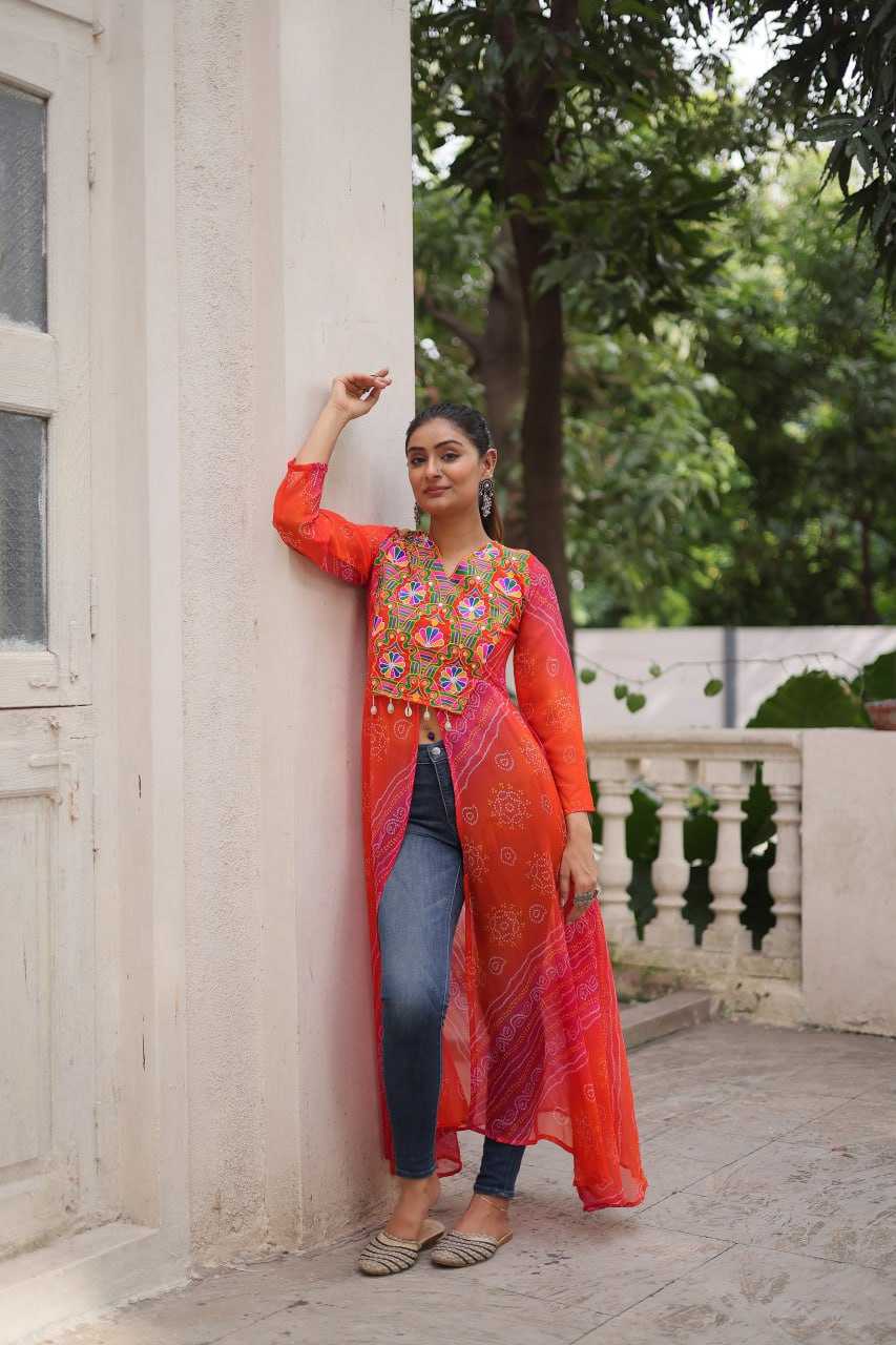 Ynf Bandhini Silk KESH489 1197 Kurti Festive Collections Wholesale Casual Kurtis Printed Kurtis Bandhani Kurtis Navratri Chaniya Choli Manufacturer- Kapda Export