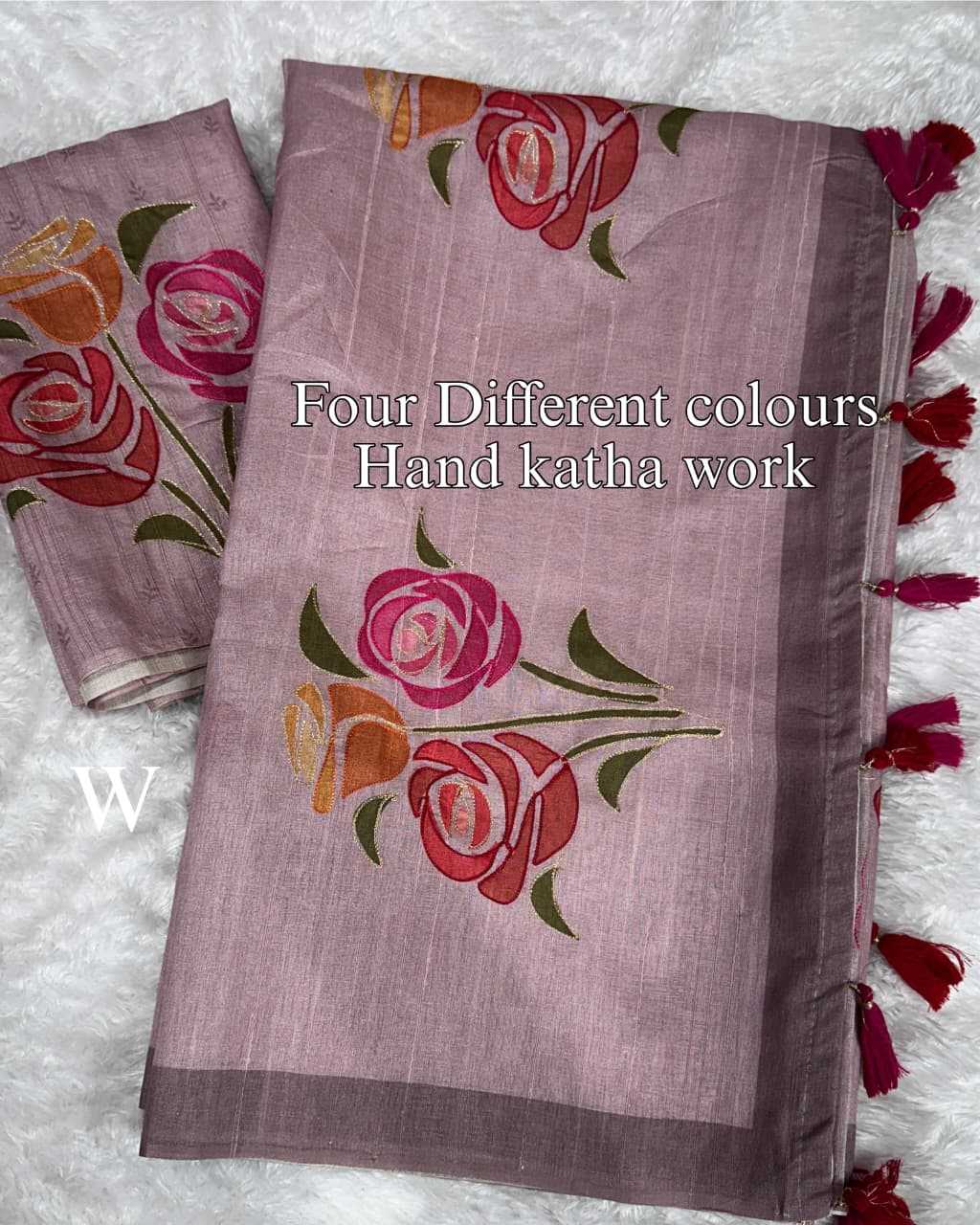 Ynf Cotton KESH500 Red Rose Sarees Wholesale Hand Printed Saree Cotton Sarees Linen Sarees Manufacturer- Kapda Export