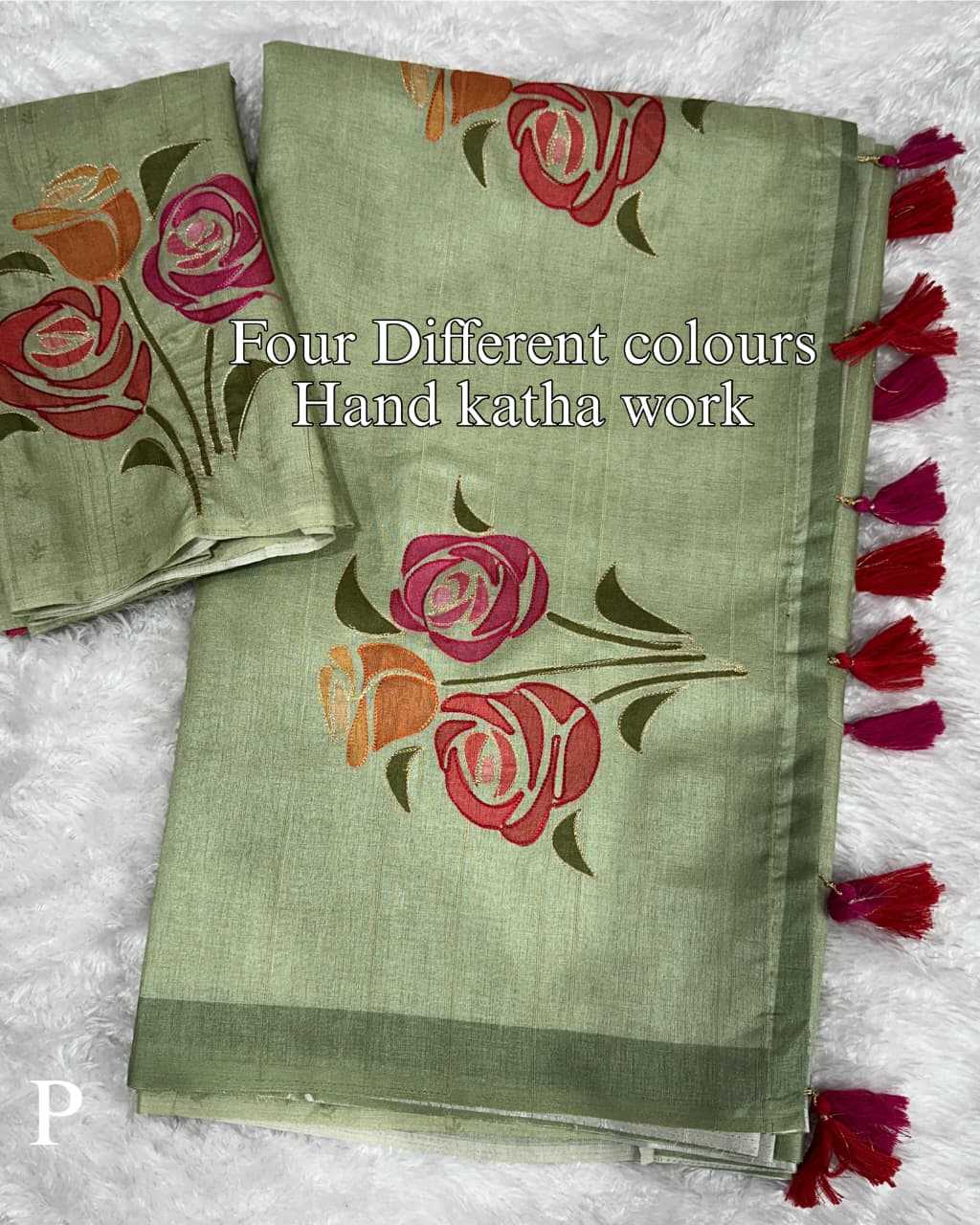 Ynf Cotton KESH500 Red Rose Sarees Wholesale Hand Printed Saree Cotton Sarees Linen Sarees Manufacturer- Kapda Export