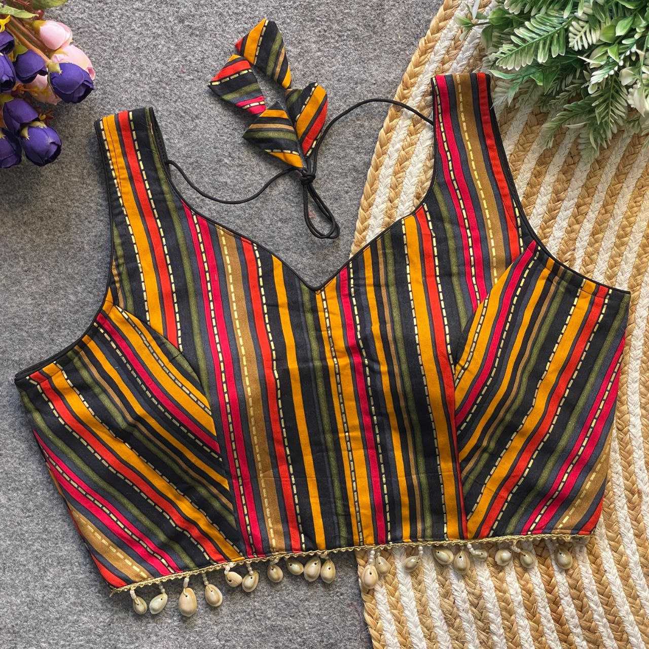 Ynf Cotton KESH571 SHYAMA Readymade Blouses Wholesale Blouse V-Neck Blouses Sleeveless Blouse Manufacturer- Kapda Export