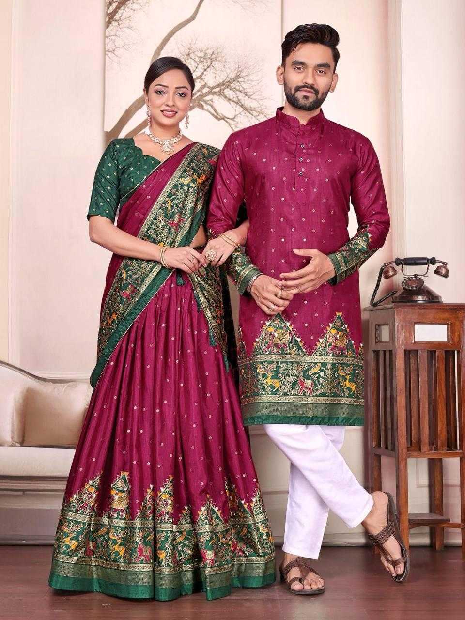 Ynf Dola Silk RIN131 SWEET HEART Couple Wear Wholesale Couple Matching Ethnic Outfits Festive Matching Couple Dresses Party Wear Couple Ethnic Collection Manufacturer- Kapda Export