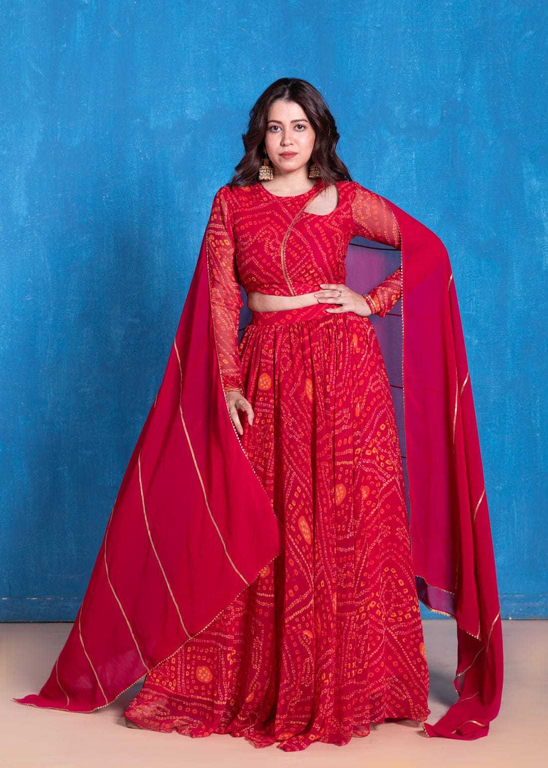 Ynf Georgette RIN157 LEHENGA-10 Lehengas Plus Size Collections Wholesale Printed Lehenga Georgette Lehenga Red Lehenga Manufacturer- Kapda Export