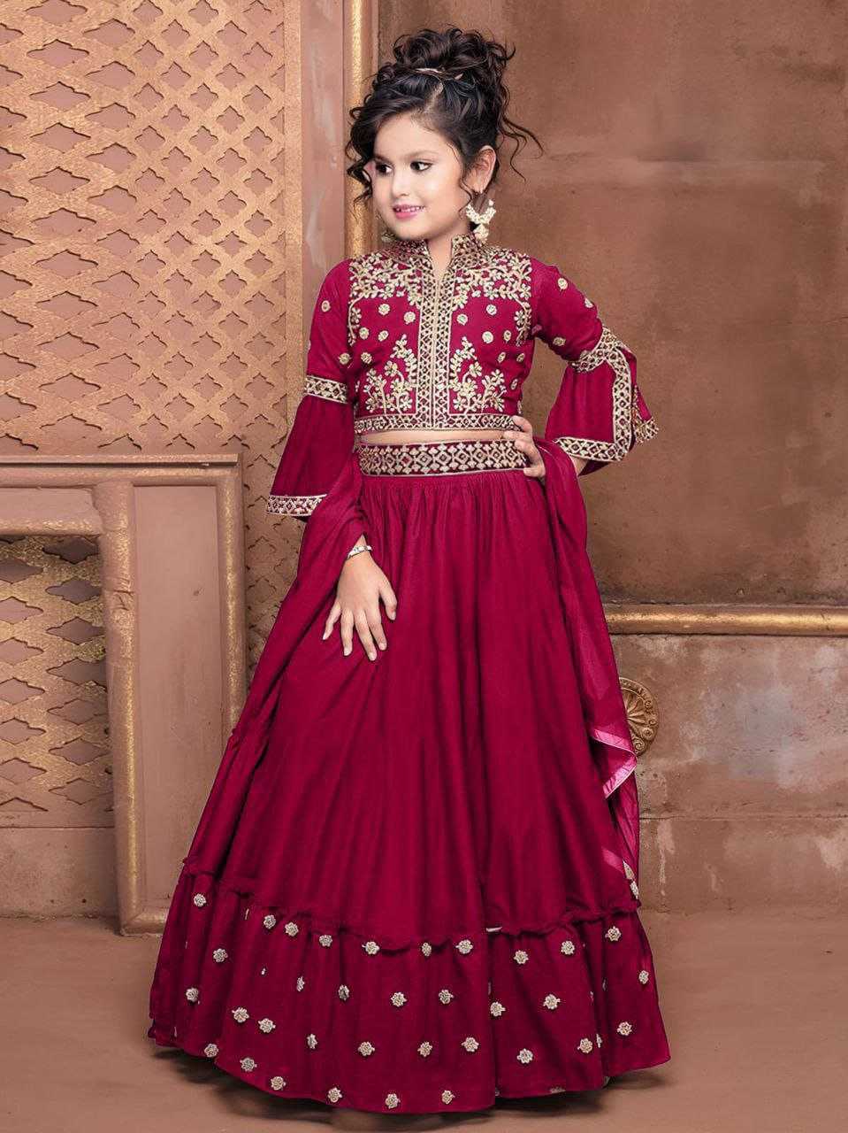 Ynf Handloom Silk RIN204 AEKADASHI LILEN Kids Wear Wholesale Kids Lehenga Kids Nightwear Kids Ghagra Choli Manufacturer- Kapda Export