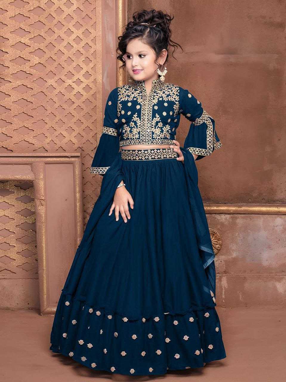 Ynf Handloom Silk RIN204 AEKADASHI LILEN Kids Wear Wholesale Kids Lehenga Kids Nightwear Kids Ghagra Choli Manufacturer- Kapda Export