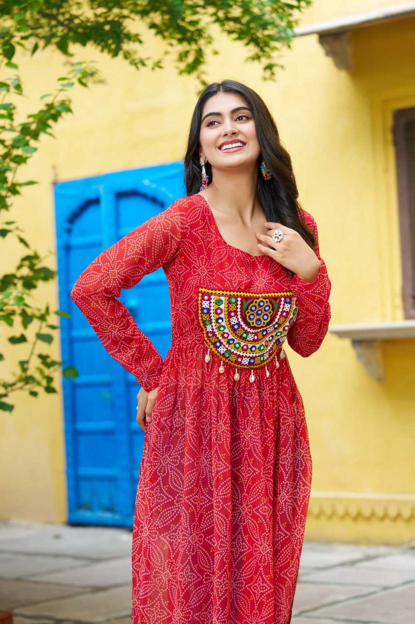 Ynf Pure Bandhej KESH491 9266 Kurti Wholesale Festive Kurtis Long Kurtis Printed Kurtis Bandhani Kurtis Manufacturer- Kapda Export