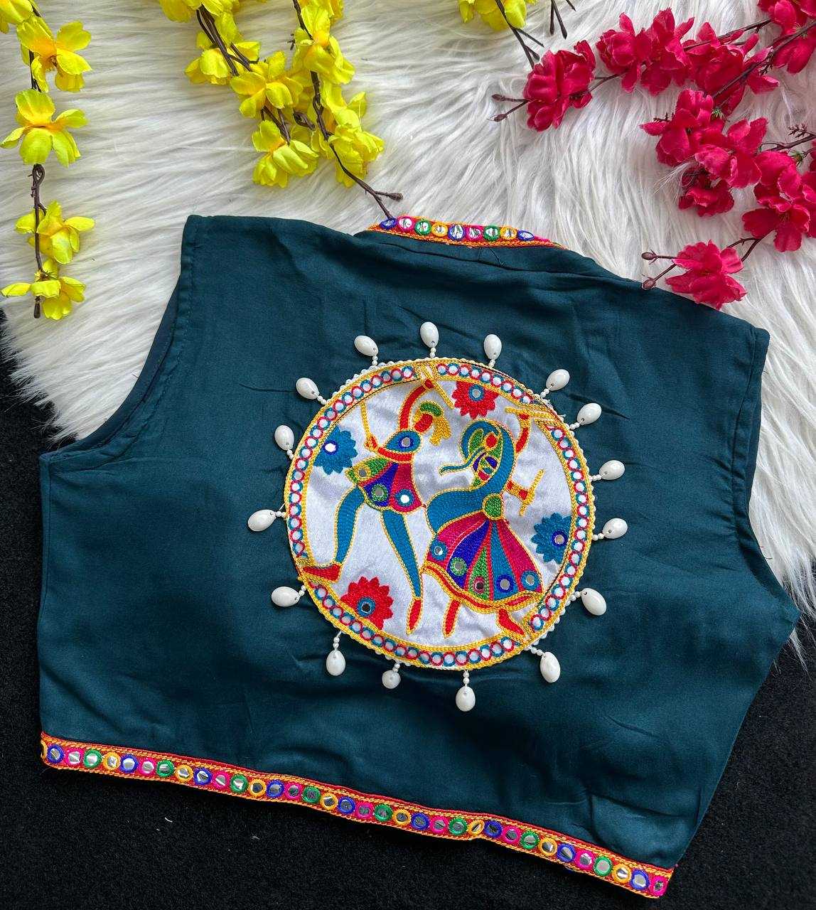 Ynf Pure Rayon KESH388 001 Readymade Blouses Wholesale Kutch Work Blouses Navratri Blouses Manufacturer- Kapda Export