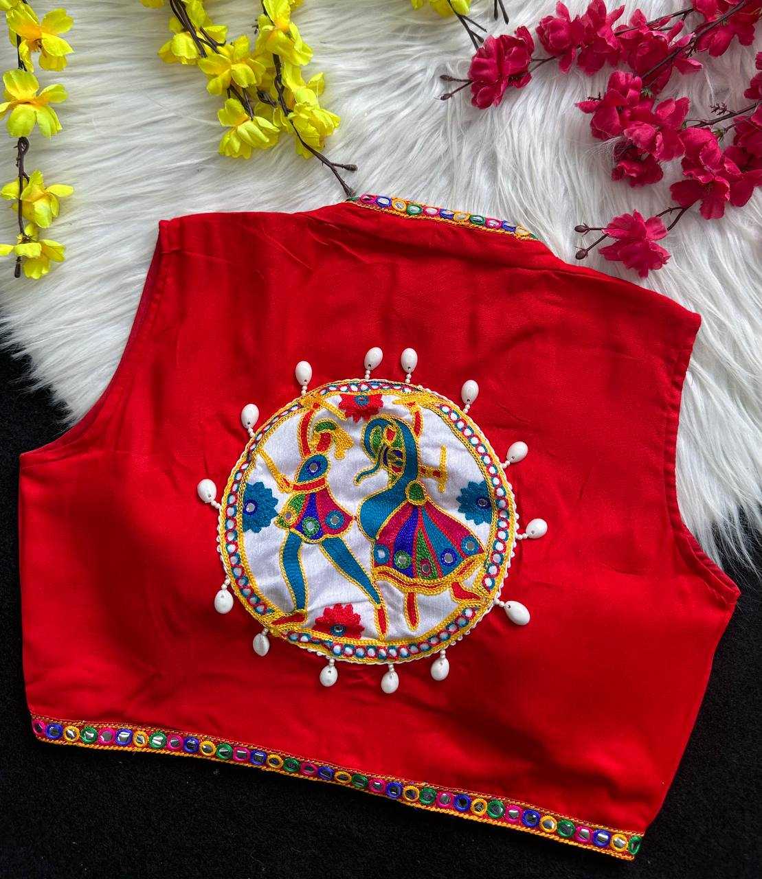 Ynf Pure Rayon KESH388 001 Readymade Blouses Wholesale Kutch Work Blouses Navratri Blouses Manufacturer- Kapda Export