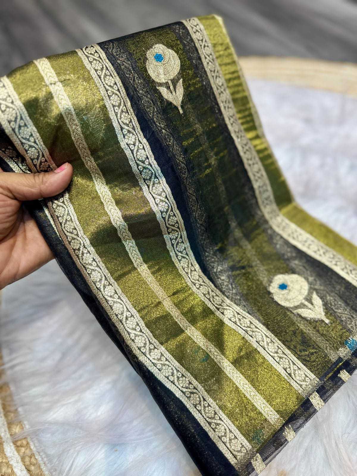 Ynf Tissue Silk KESH484 SUMMER HEAT Silk Sarees Wholesale Banarasi Silk Sarees Brocade Sarees Zari Border Silk Sarees Manufacturer- Kapda Export